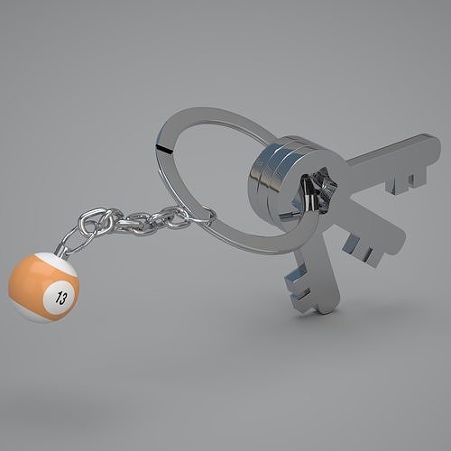 13 Snooker Ball with Keychain 3D model