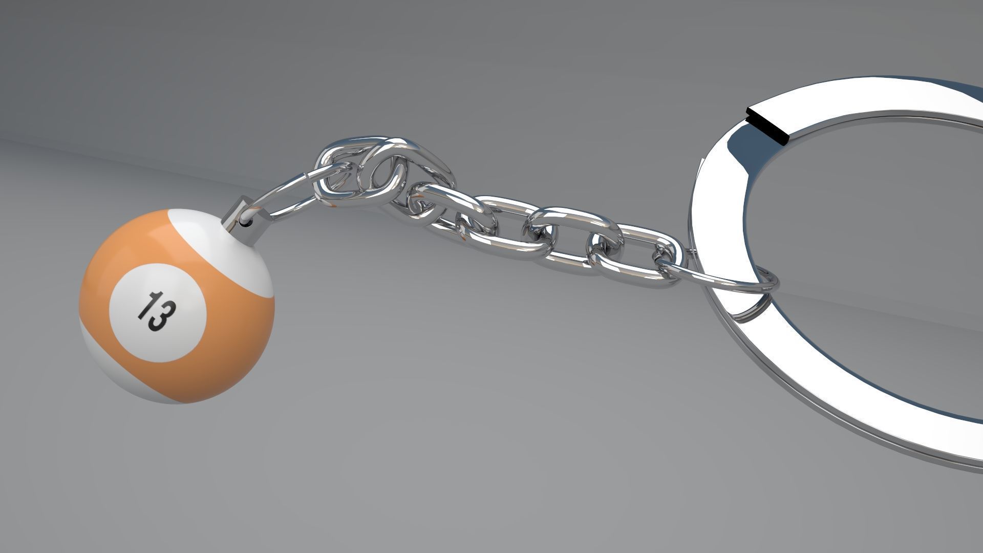 13 Snooker Ball with Keychain 3D model_1