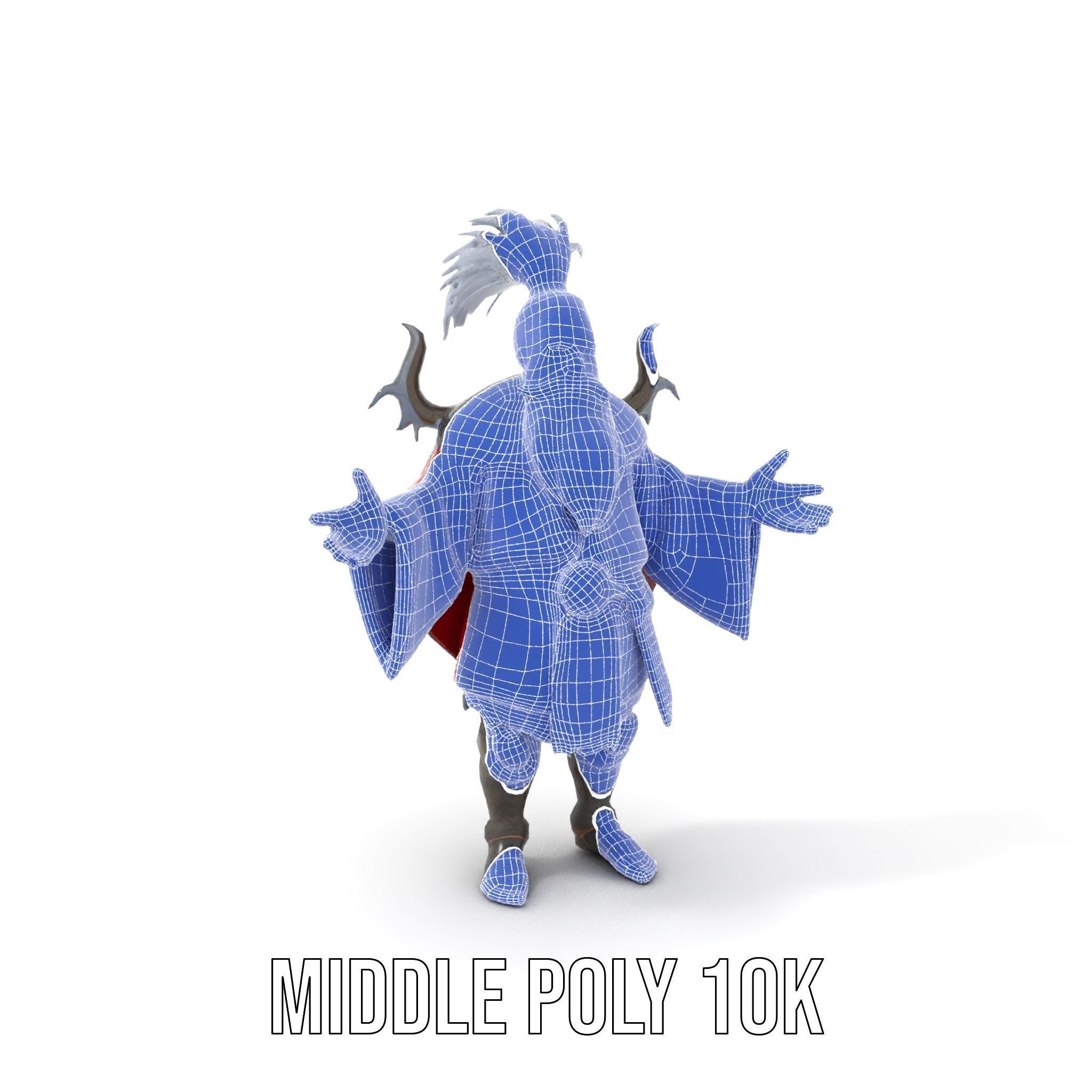 Elderly Warrior Viking Character with Antlered Cloak Rigged a... Low-poly 3D model_15