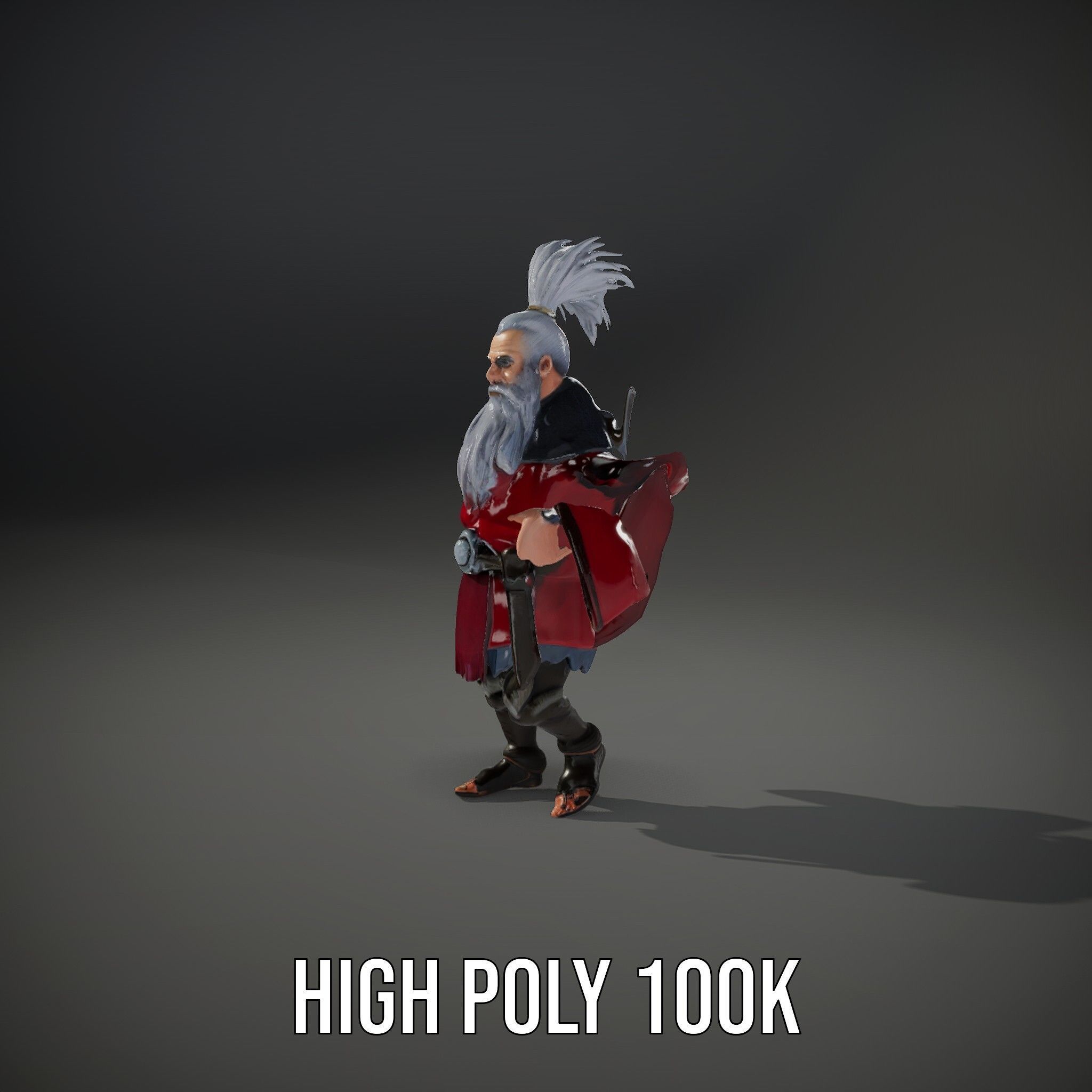 Elderly Warrior Viking Character with Antlered Cloak Rigged a... Low-poly 3D model_12