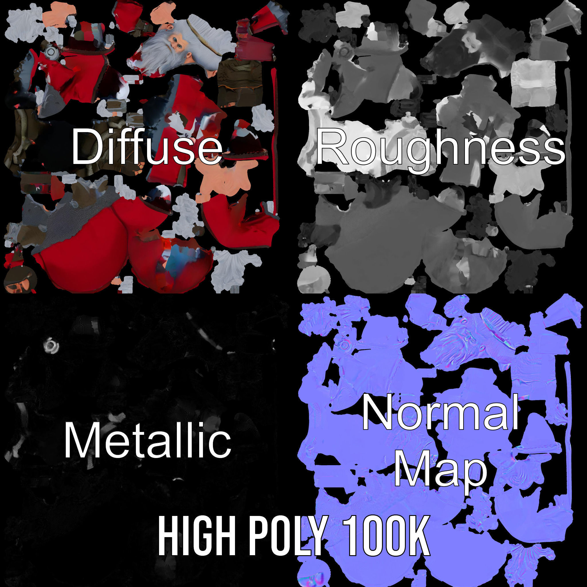 Elderly Warrior Viking Character with Antlered Cloak Rigged a... Low-poly 3D model_3