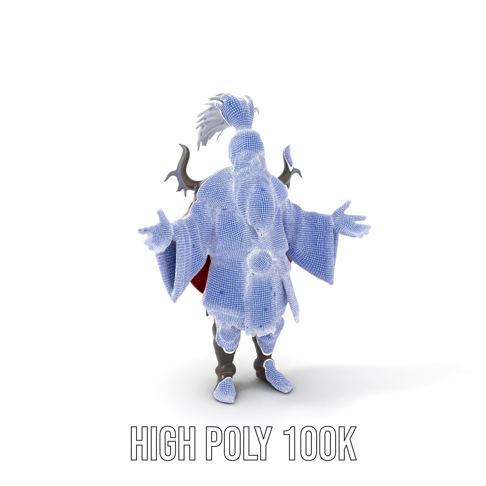 Elderly Warrior Viking Character with Antlered Cloak Rigged a... Low-poly 3D model_4