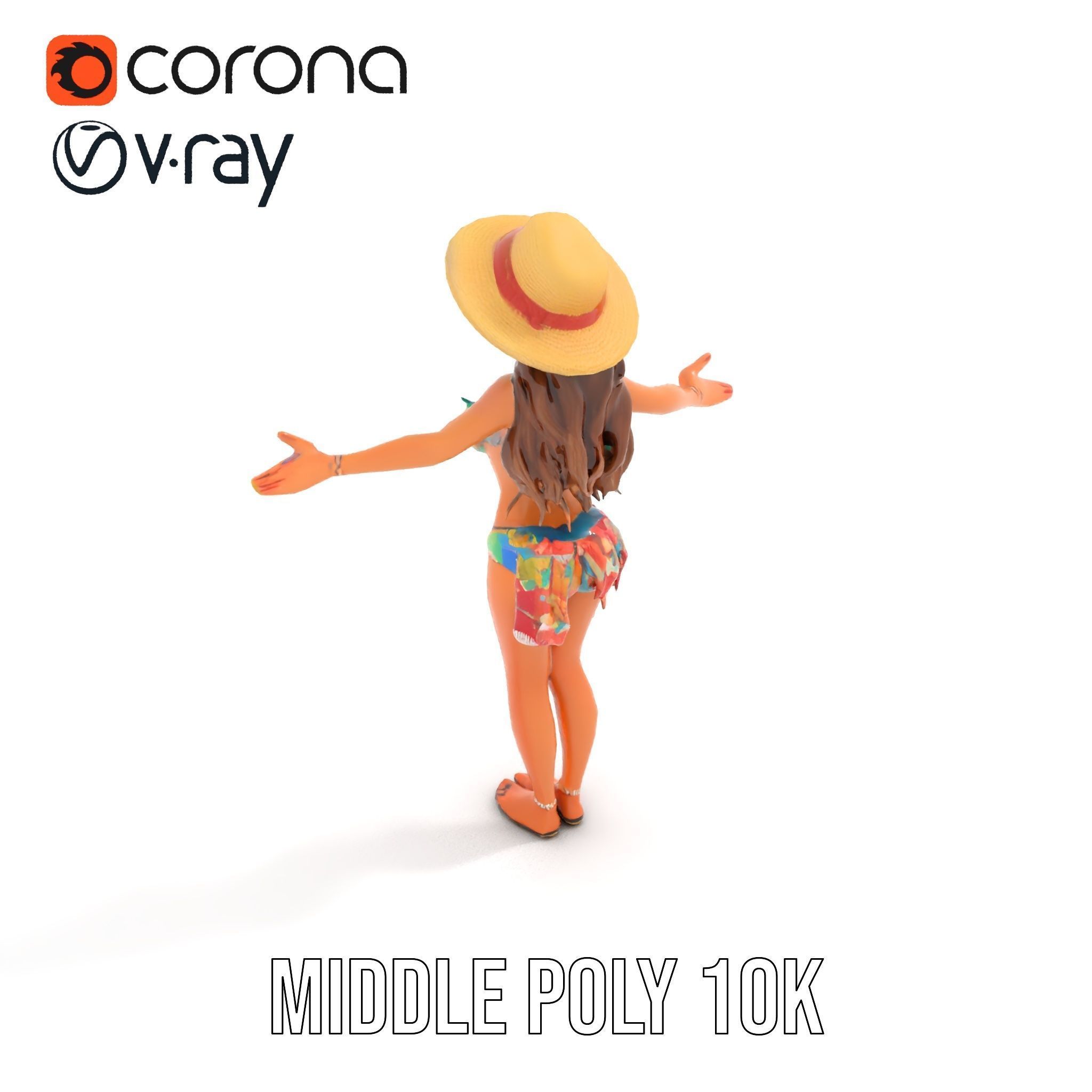 Beach Vibe Character Rigged and Animated D Model Low-poly 3D model_21