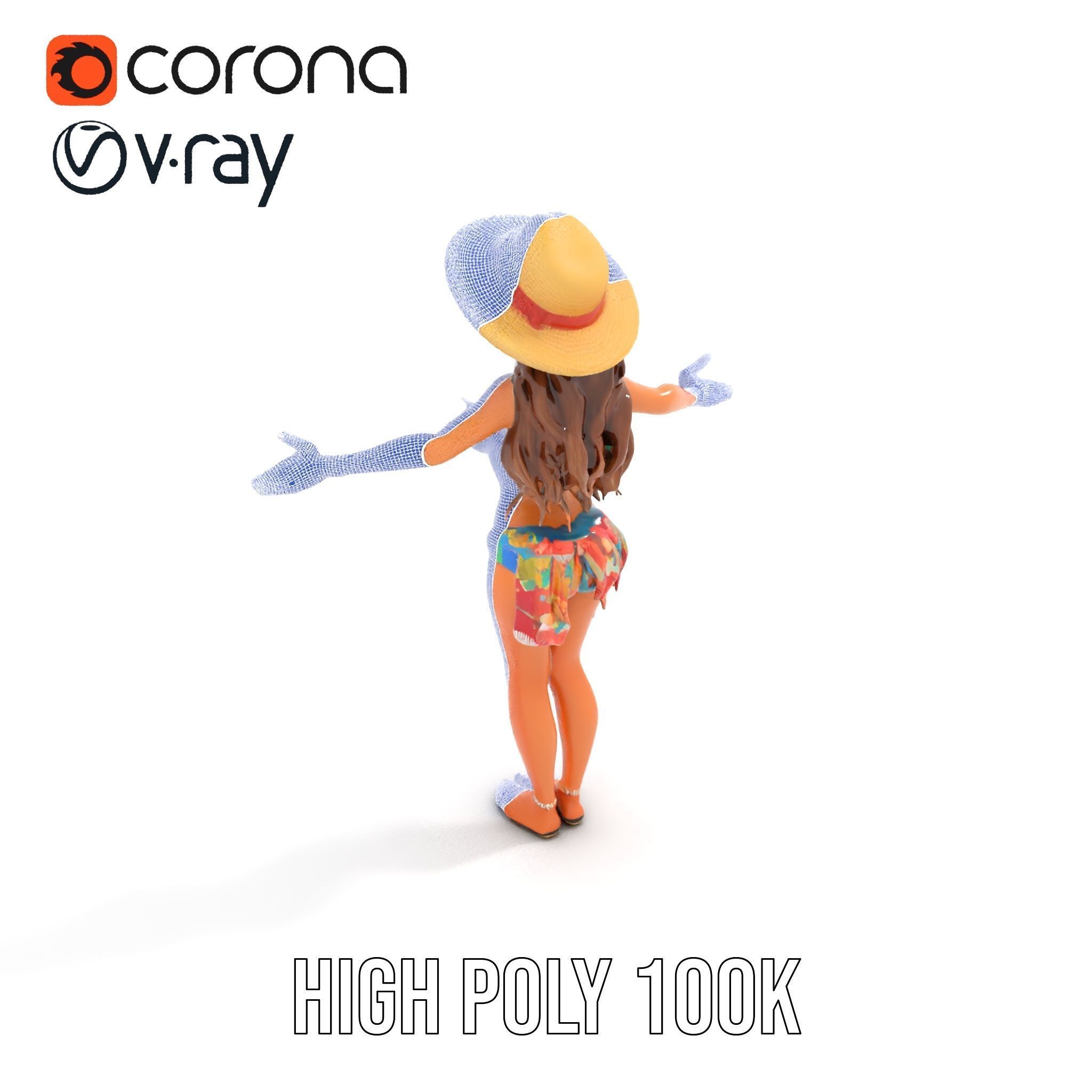 Beach Vibe Character Rigged and Animated D Model Low-poly 3D model_29