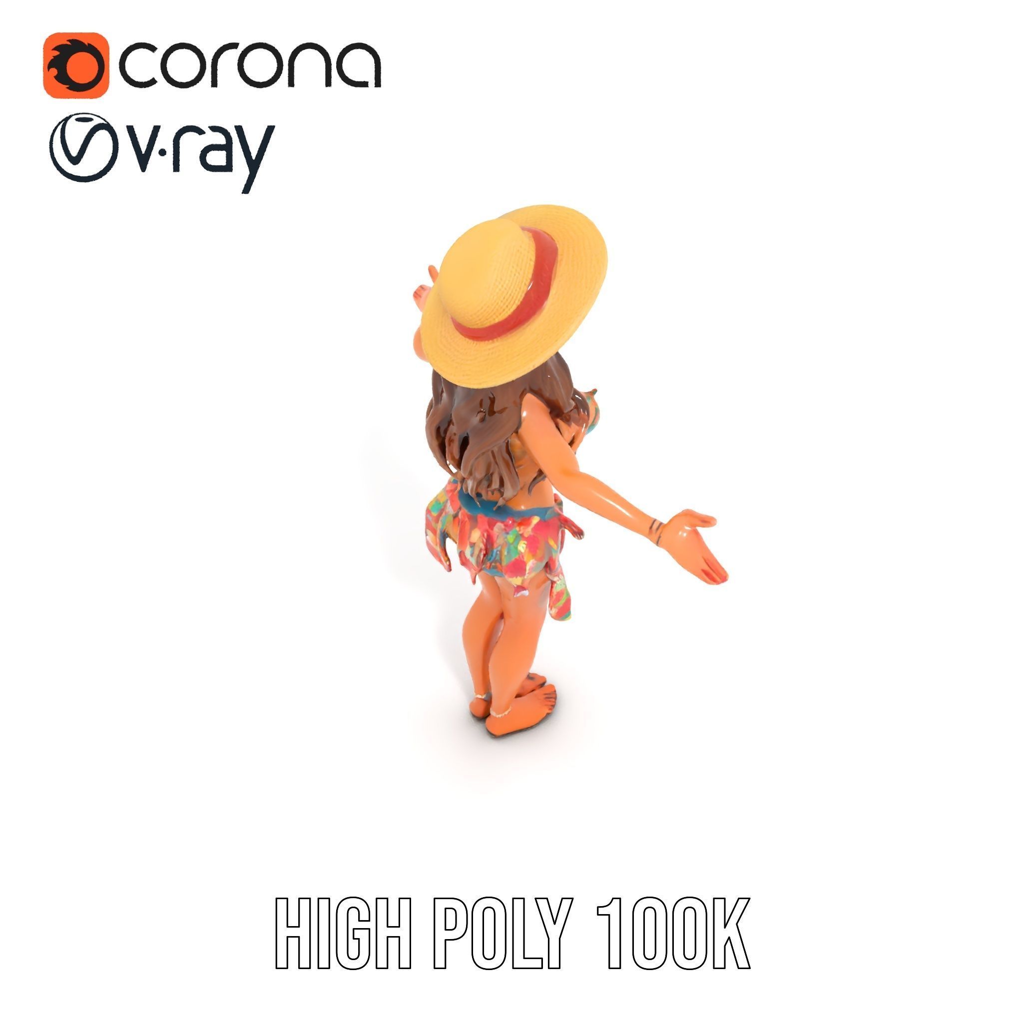 Beach Vibe Character Rigged and Animated D Model Low-poly 3D model_23