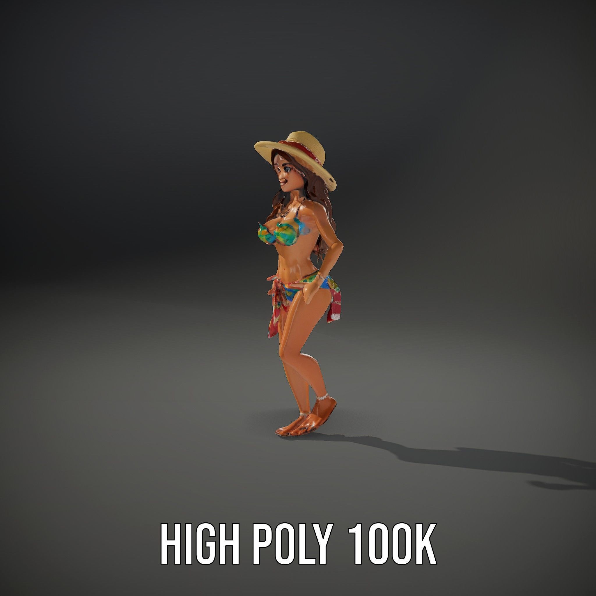 Beach Vibe Character Rigged and Animated D Model Low-poly 3D model_11