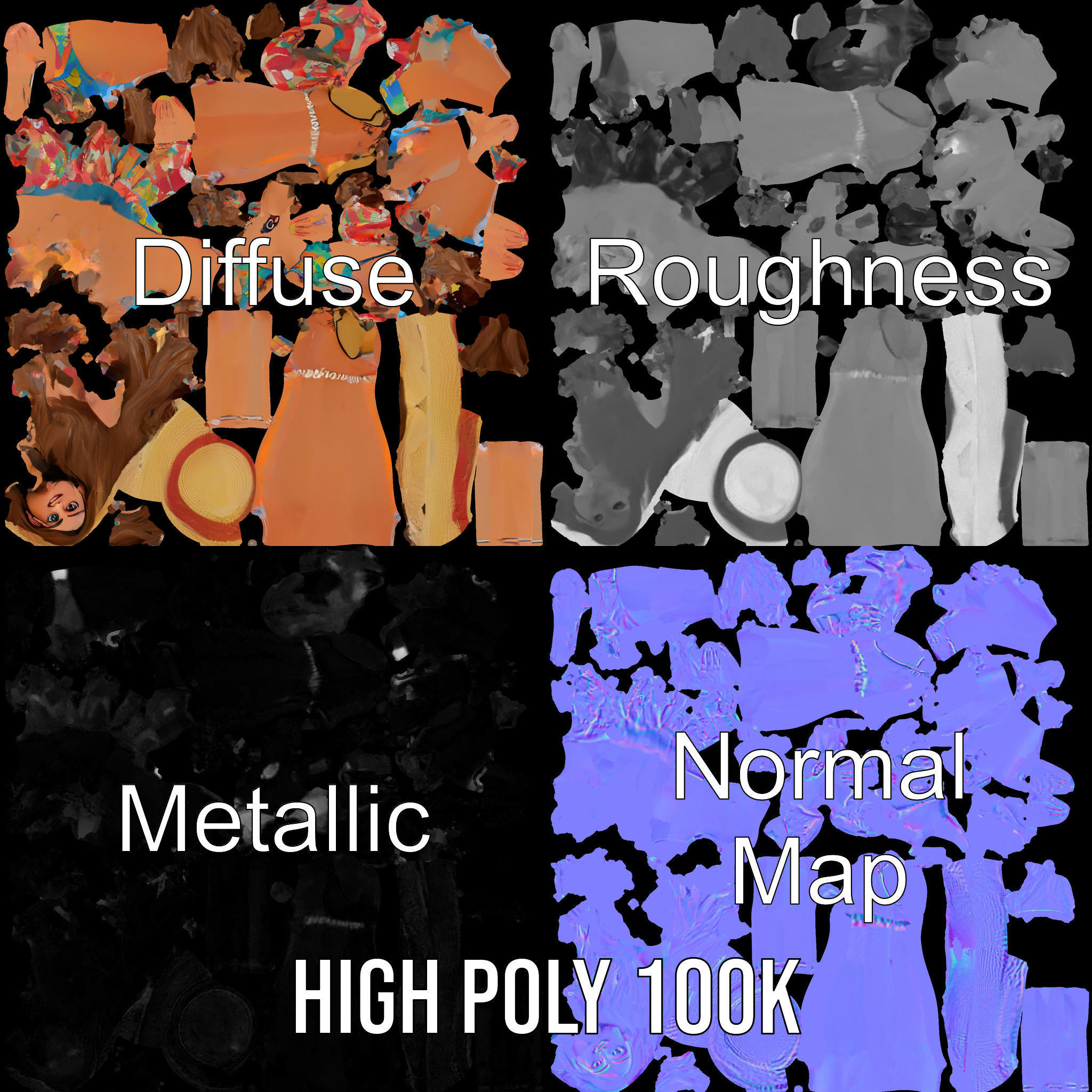 Beach Vibe Character Rigged and Animated D Model Low-poly 3D model_3