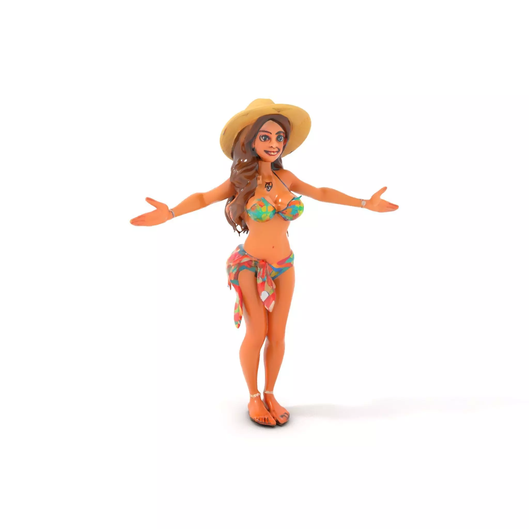 Beach Vibe Character Rigged and Animated D Model Low-poly 3D model_0