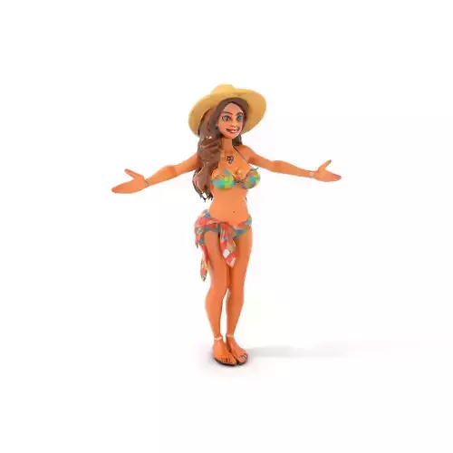 Beach Vibe Character Rigged and Animated D Model Low-poly 3D model