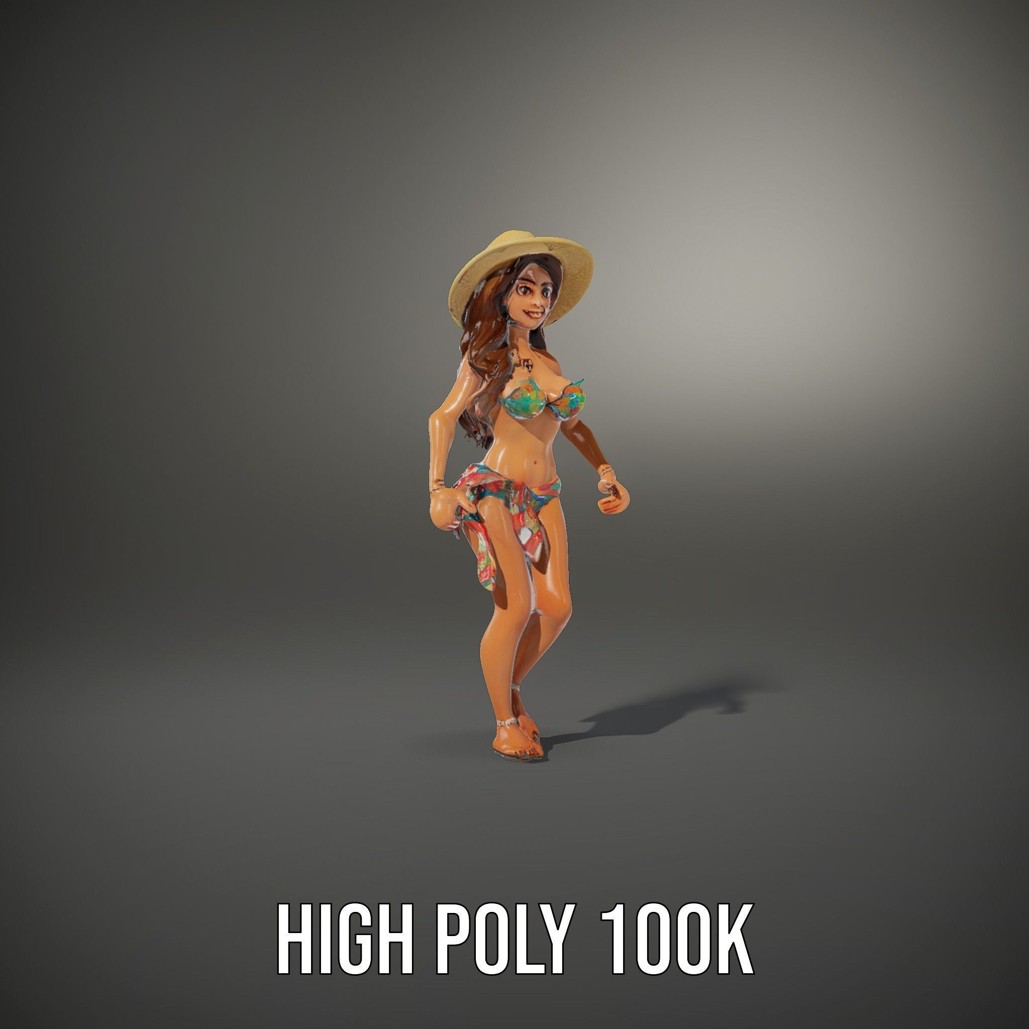 Beach Vibe Character Rigged and Animated D Model Low-poly 3D model_14