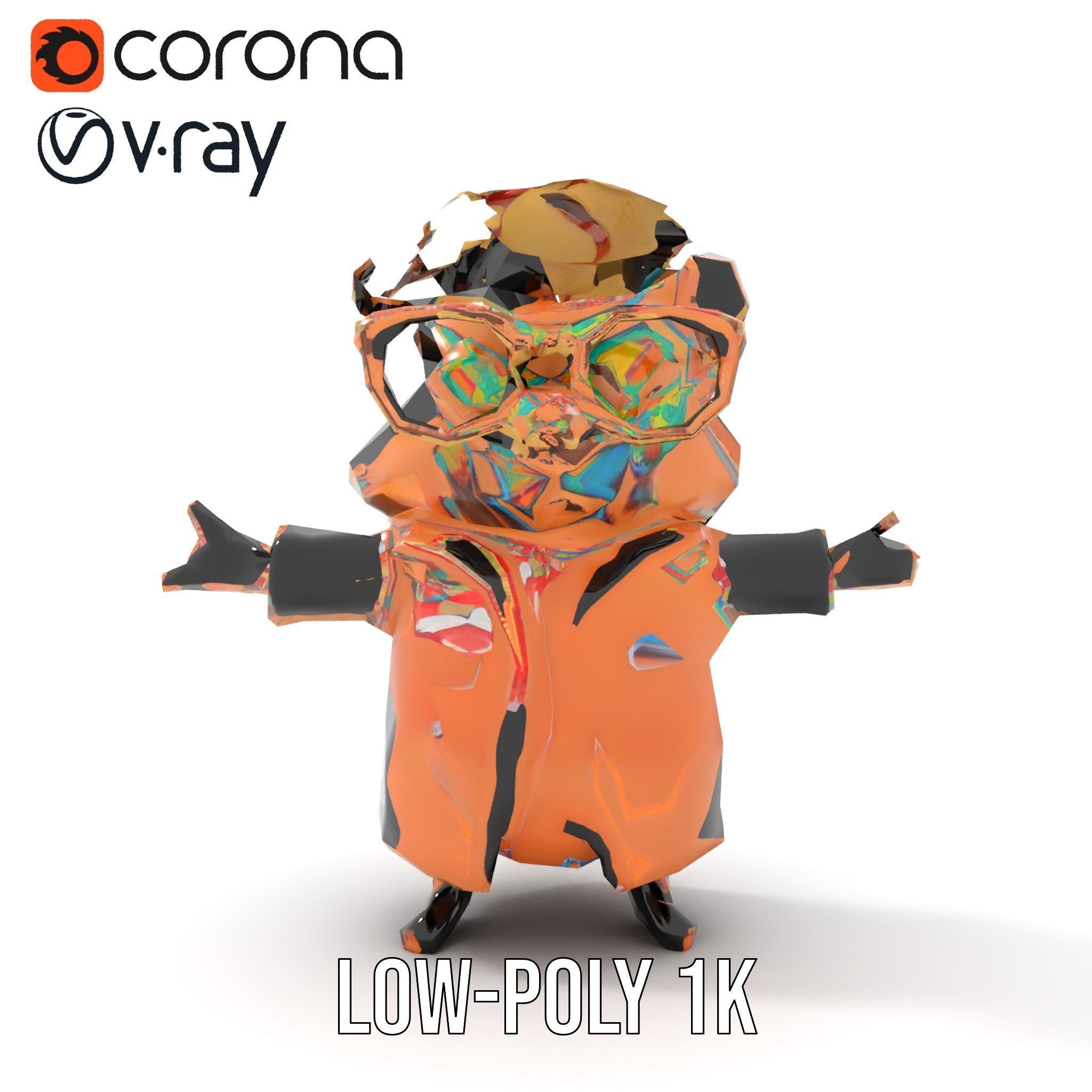 Beach Vibe Character Rigged and Animated D Model Low-poly 3D model_19