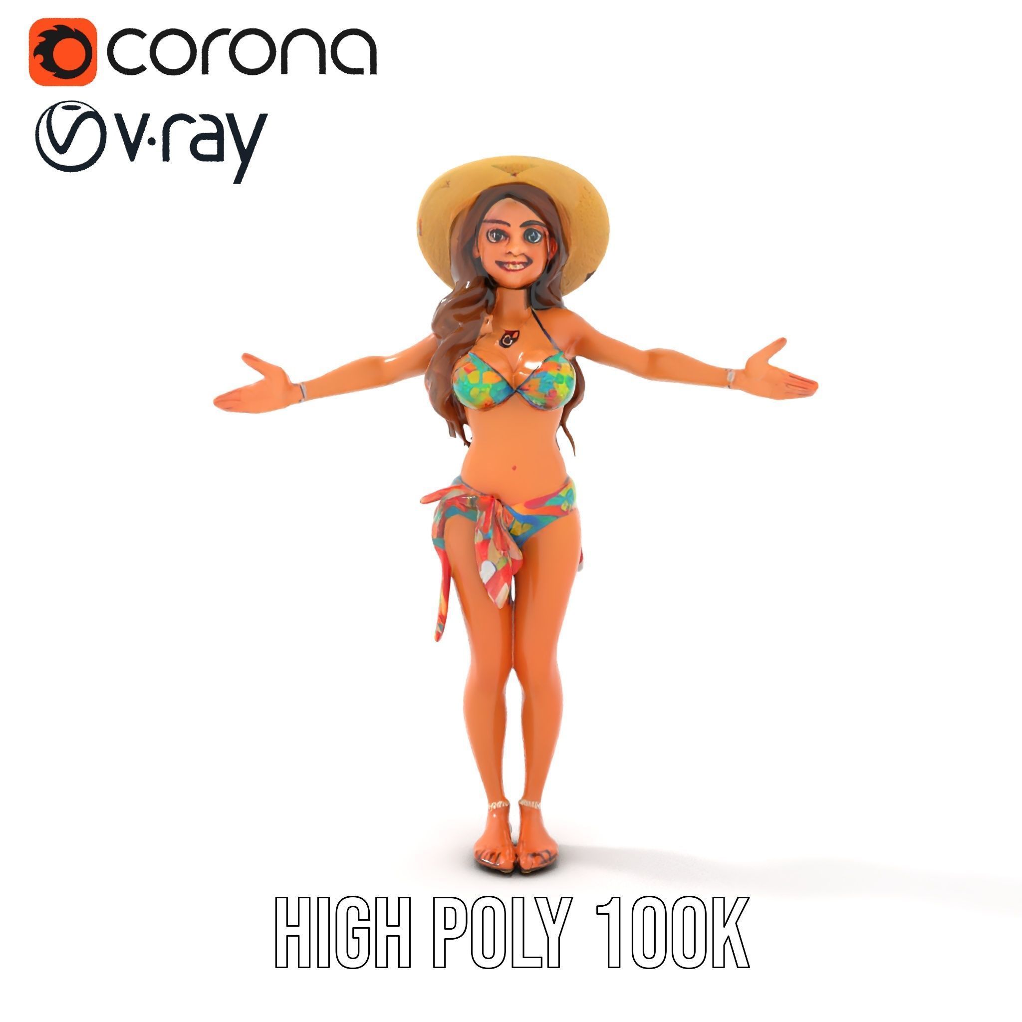 Beach Vibe Character Rigged and Animated D Model Low-poly 3D model_20