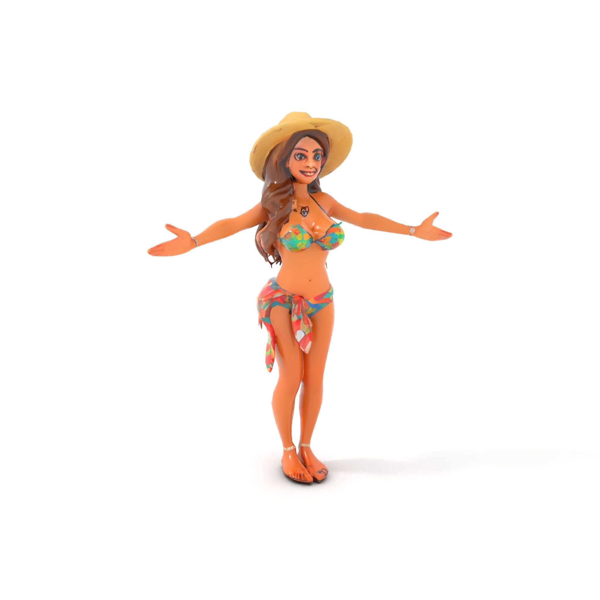 Beach Vibe Character Rigged and Animated D Model Low-poly 3D model_12