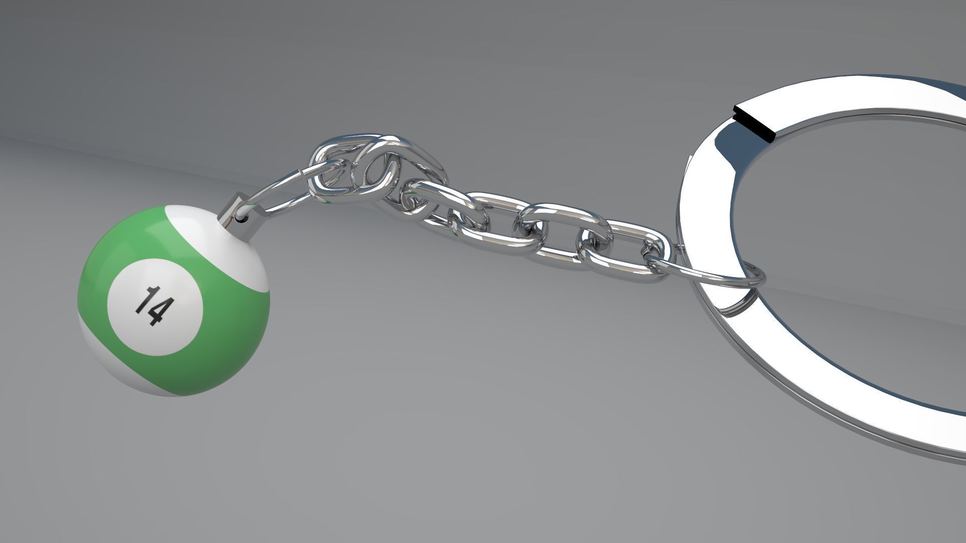 14 Snooker Ball with Keychain 3D model_1