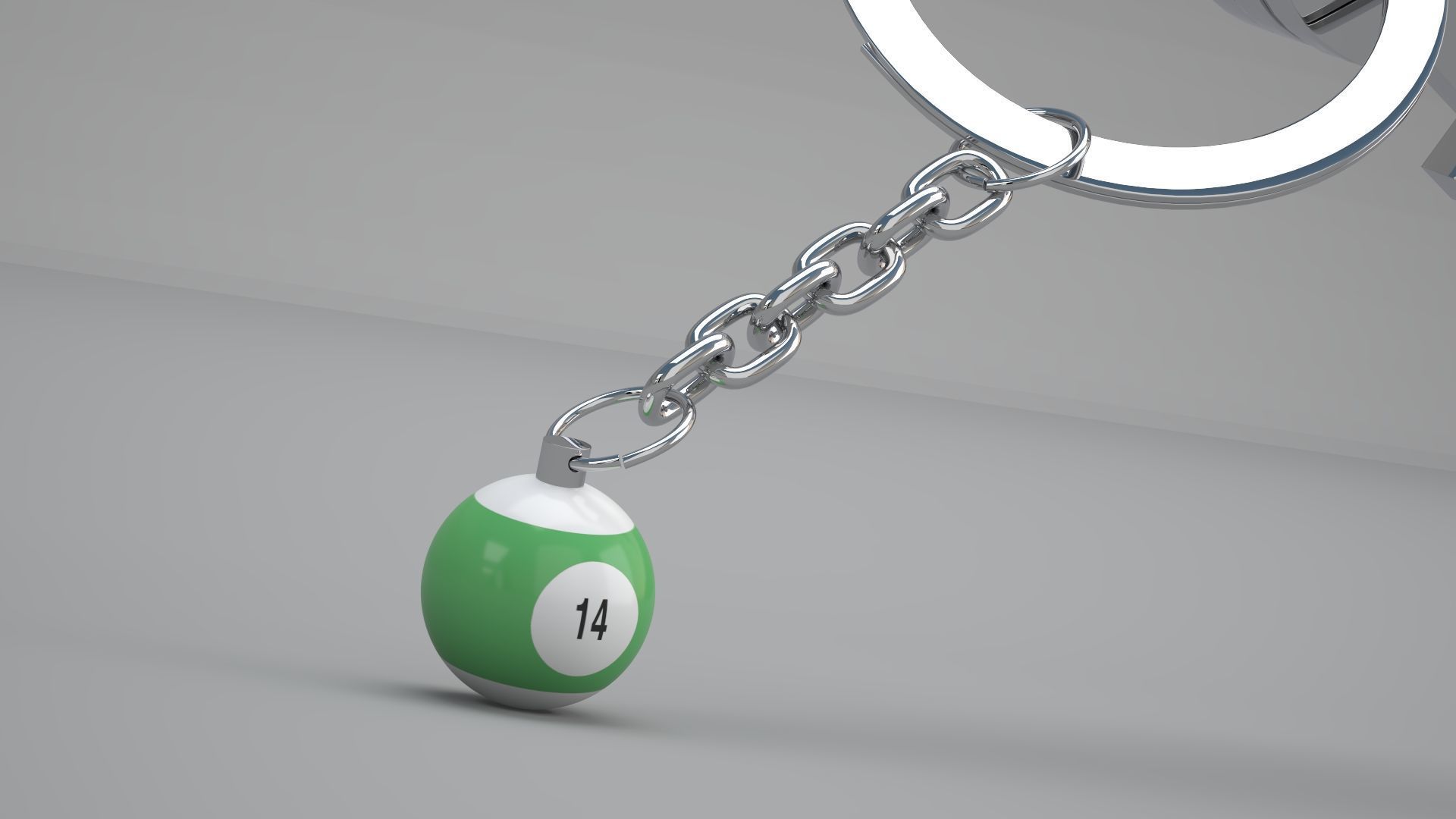 14 Snooker Ball with Keychain 3D model_5