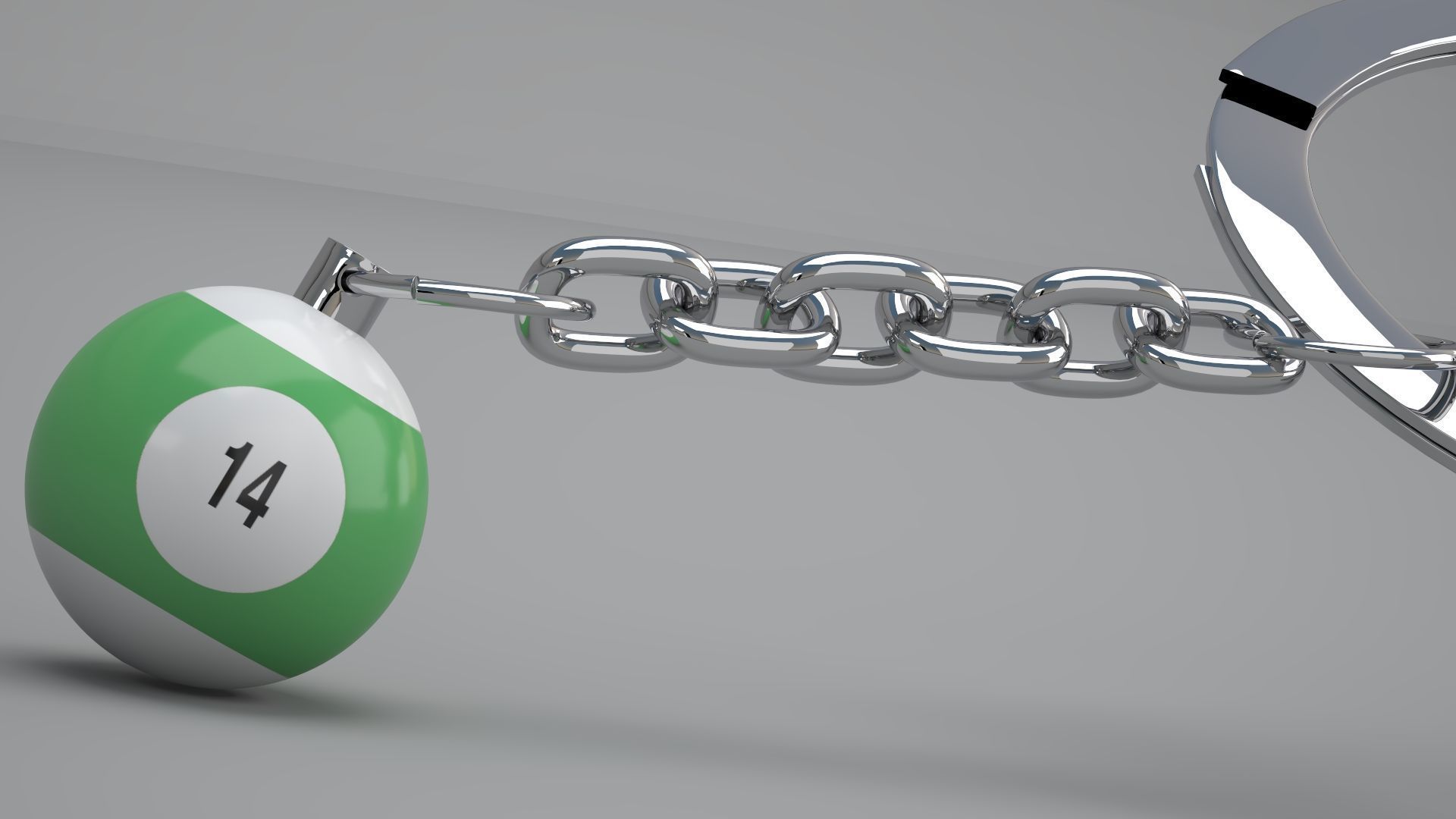 14 Snooker Ball with Keychain 3D model_4