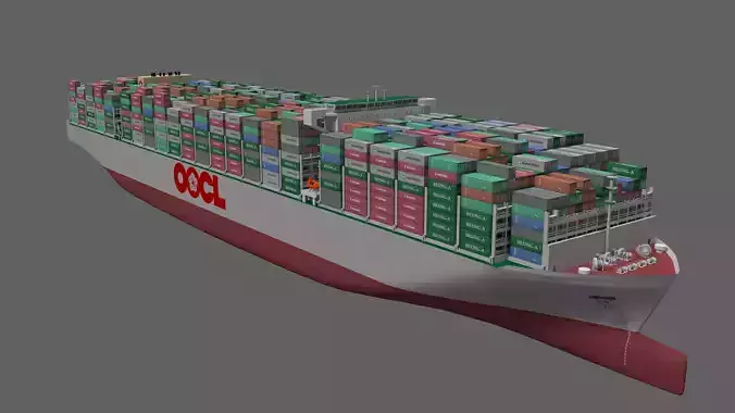 OOCL Spain container ship lowpoly