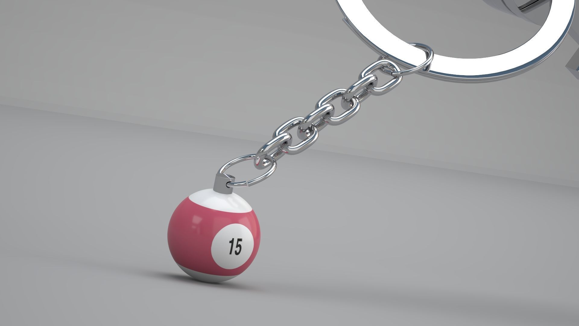 15 Snooker Ball with Keychain 3D model_5