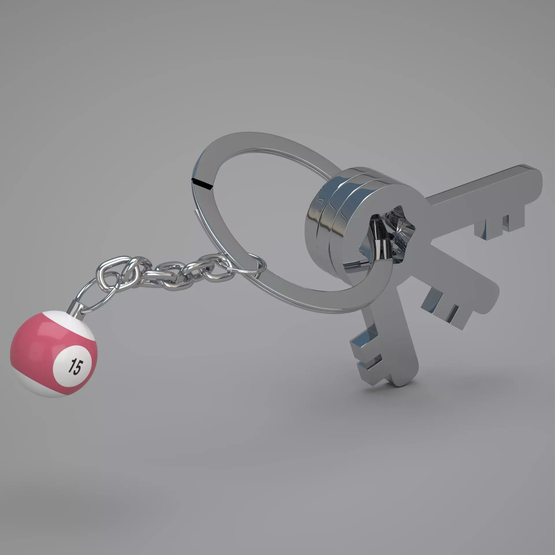 15 Snooker Ball with Keychain 3D model_0