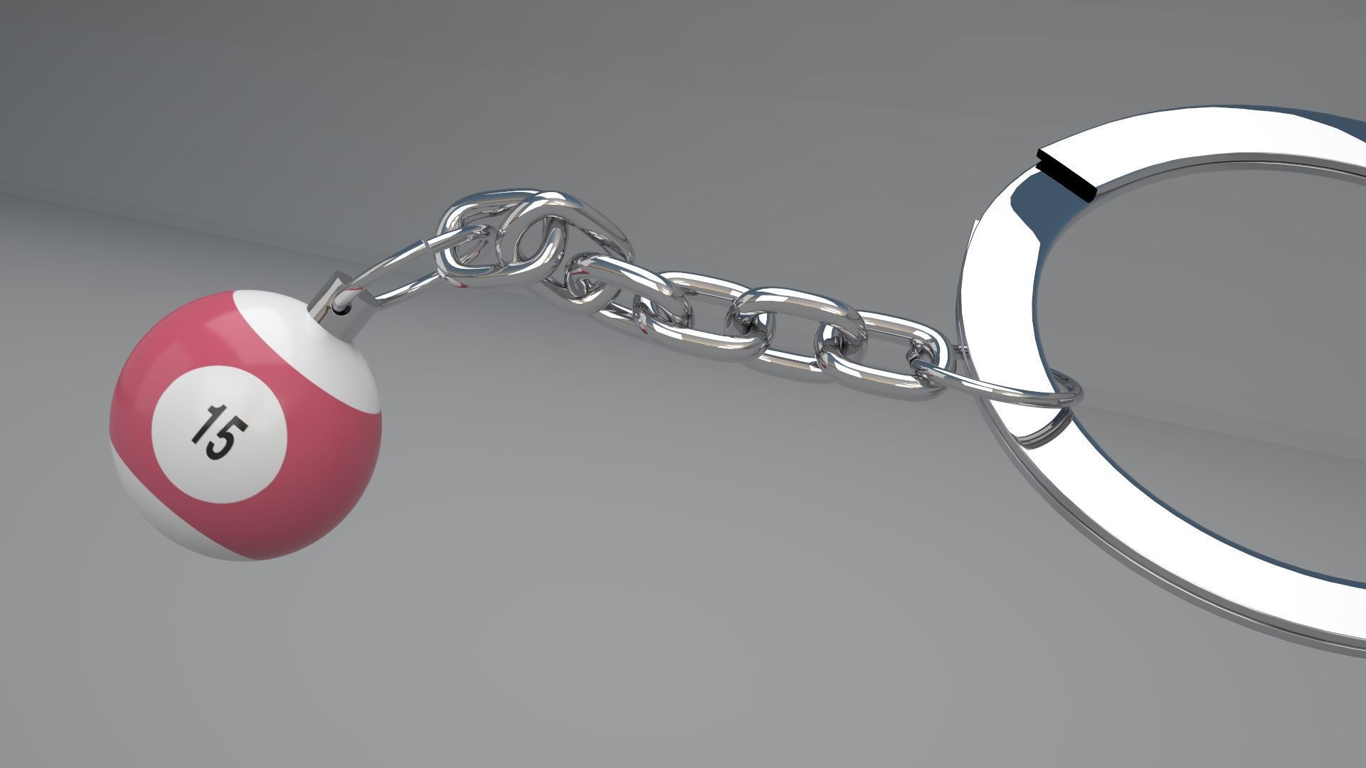 15 Snooker Ball with Keychain 3D model_1
