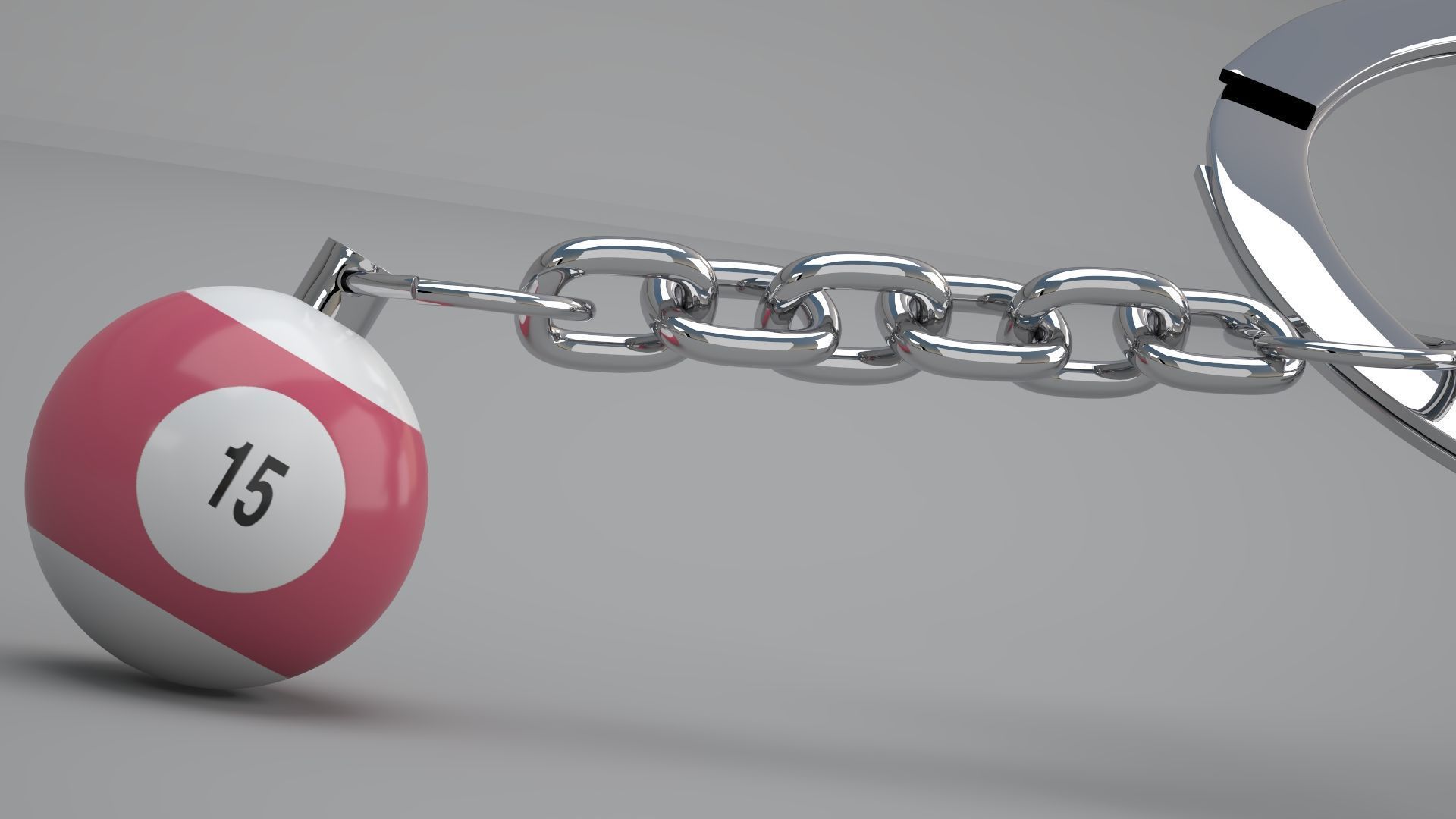 15 Snooker Ball with Keychain 3D model_4