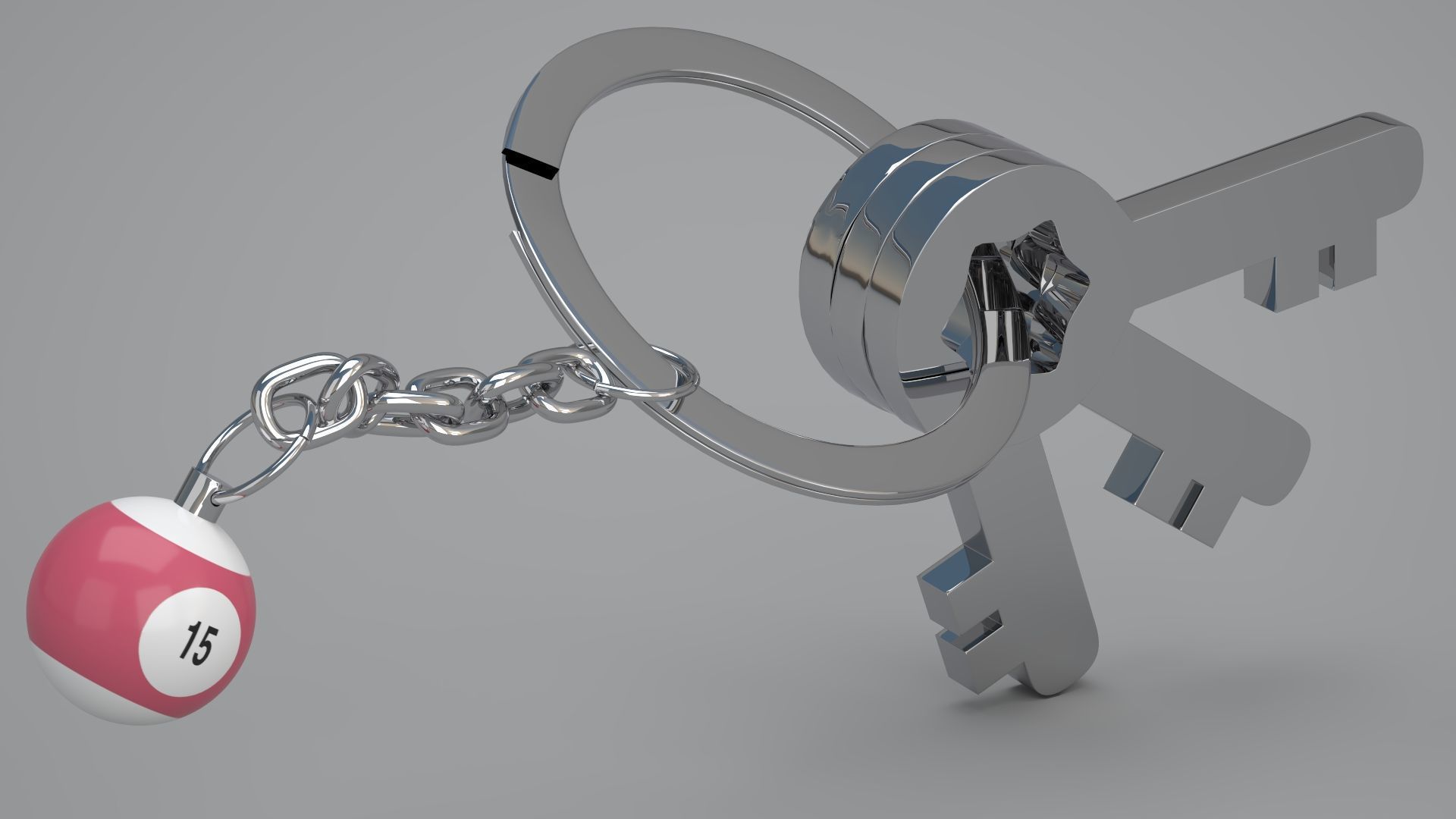 15 Snooker Ball with Keychain 3D model_2