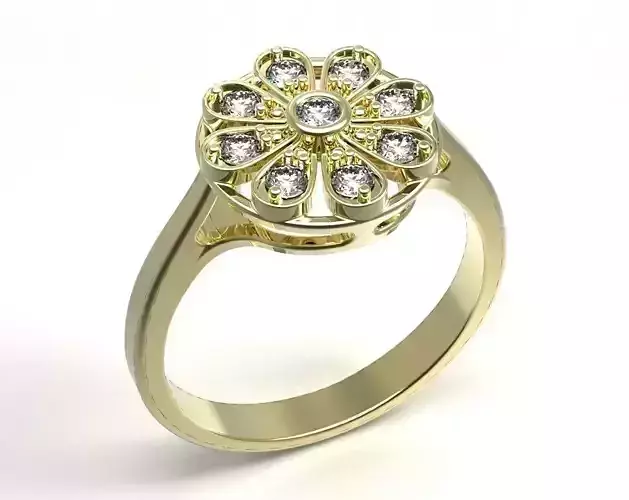Ring diamond flower gold