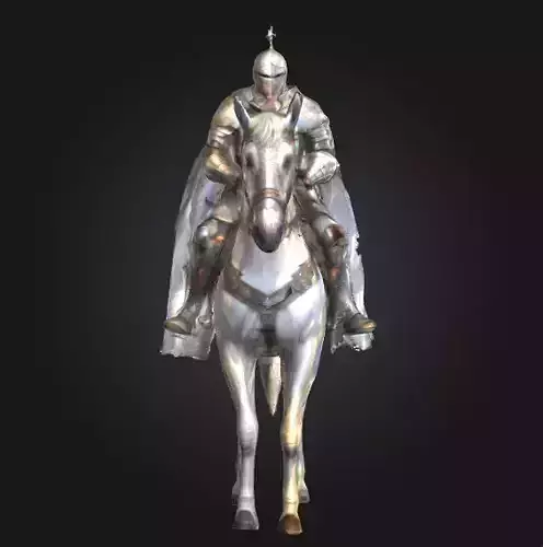 Medieval Knight Warrior statue Game-Ready 3D Model
