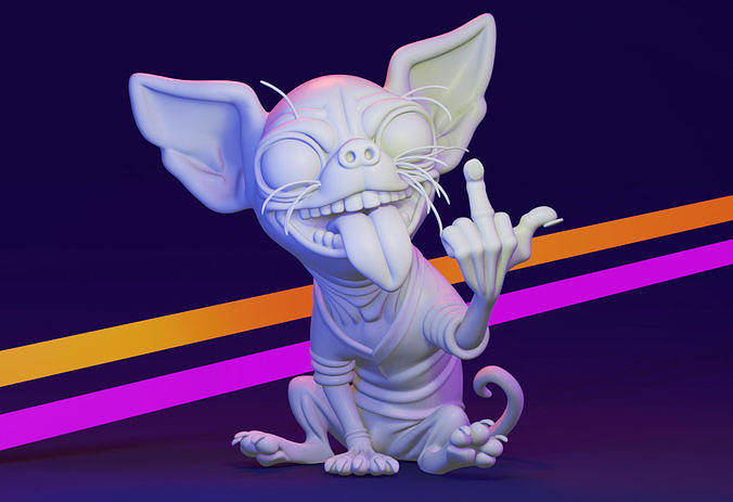 Crazy Dog Grumpy Middle Finger Statue 3D Printing sculpt 3D print model