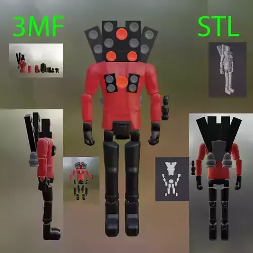 Speakerman Articulated  Skibidi Toilet STL Figure 3D print model