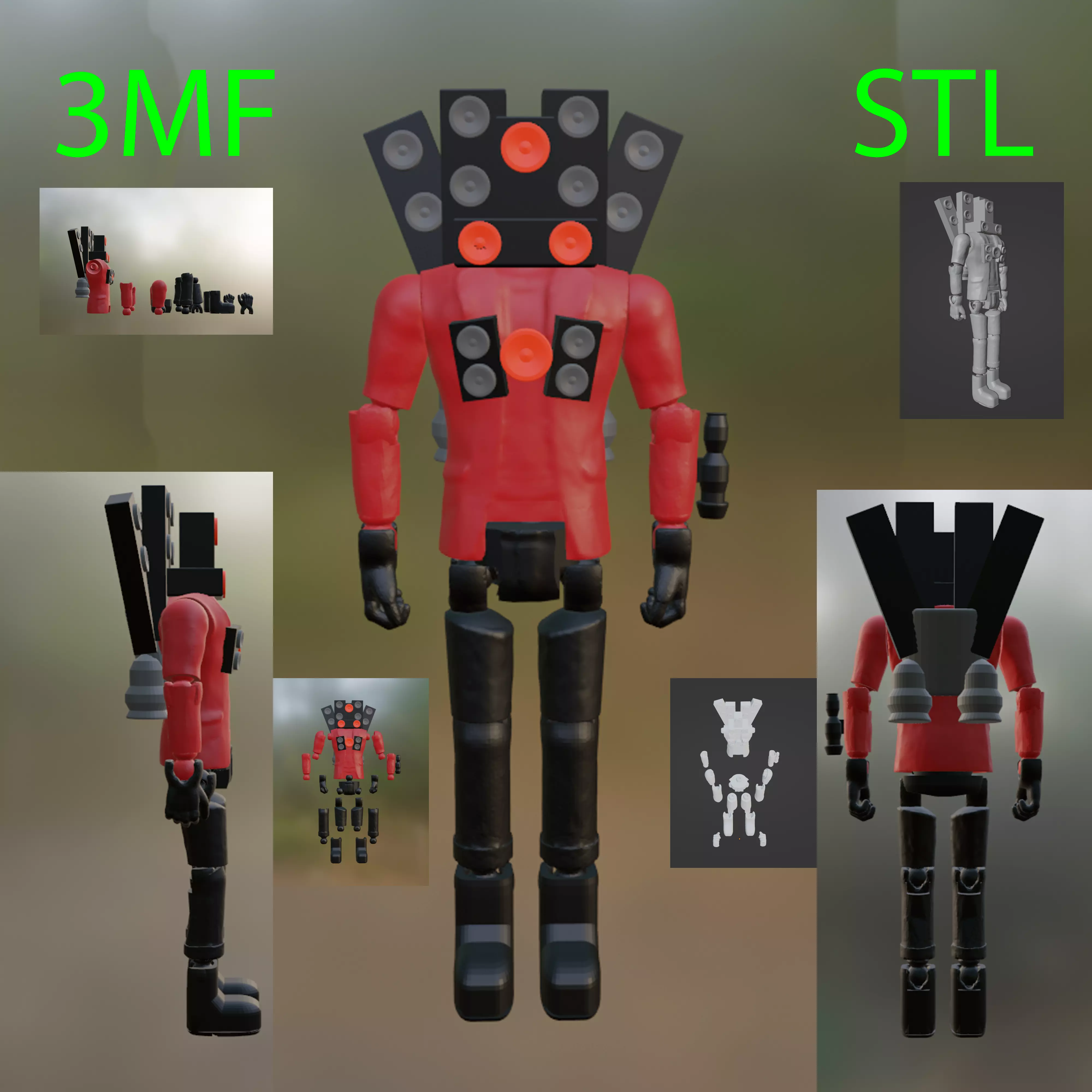 Speakerman Articulated Skibidi Toilet STL Figure 3D print model