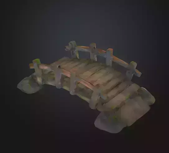 Rustic Footbridge Wooden or Stone Low Arch Pedestrian Bridge