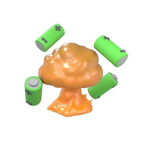 Battery Explosion Icon v1 001 Low-poly 3D model
