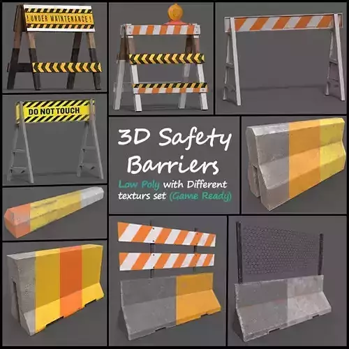 3D Safety Barriers Game Ready