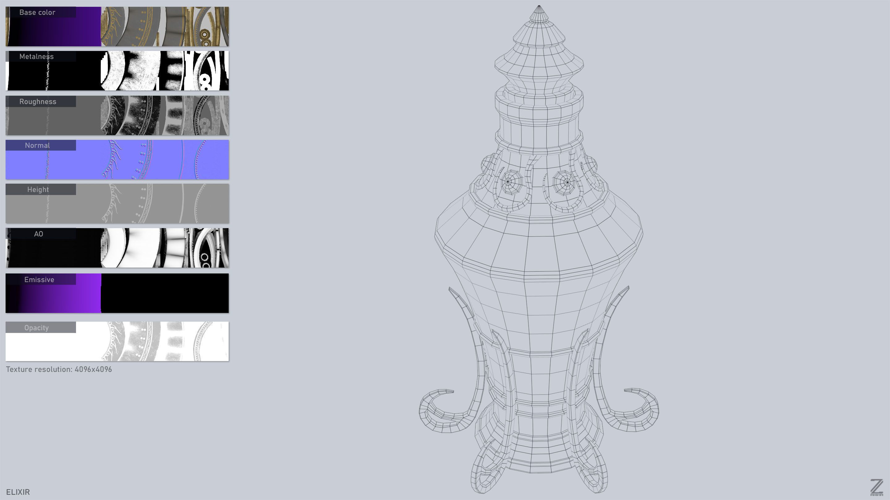 Elixir Low-poly 3D model_3