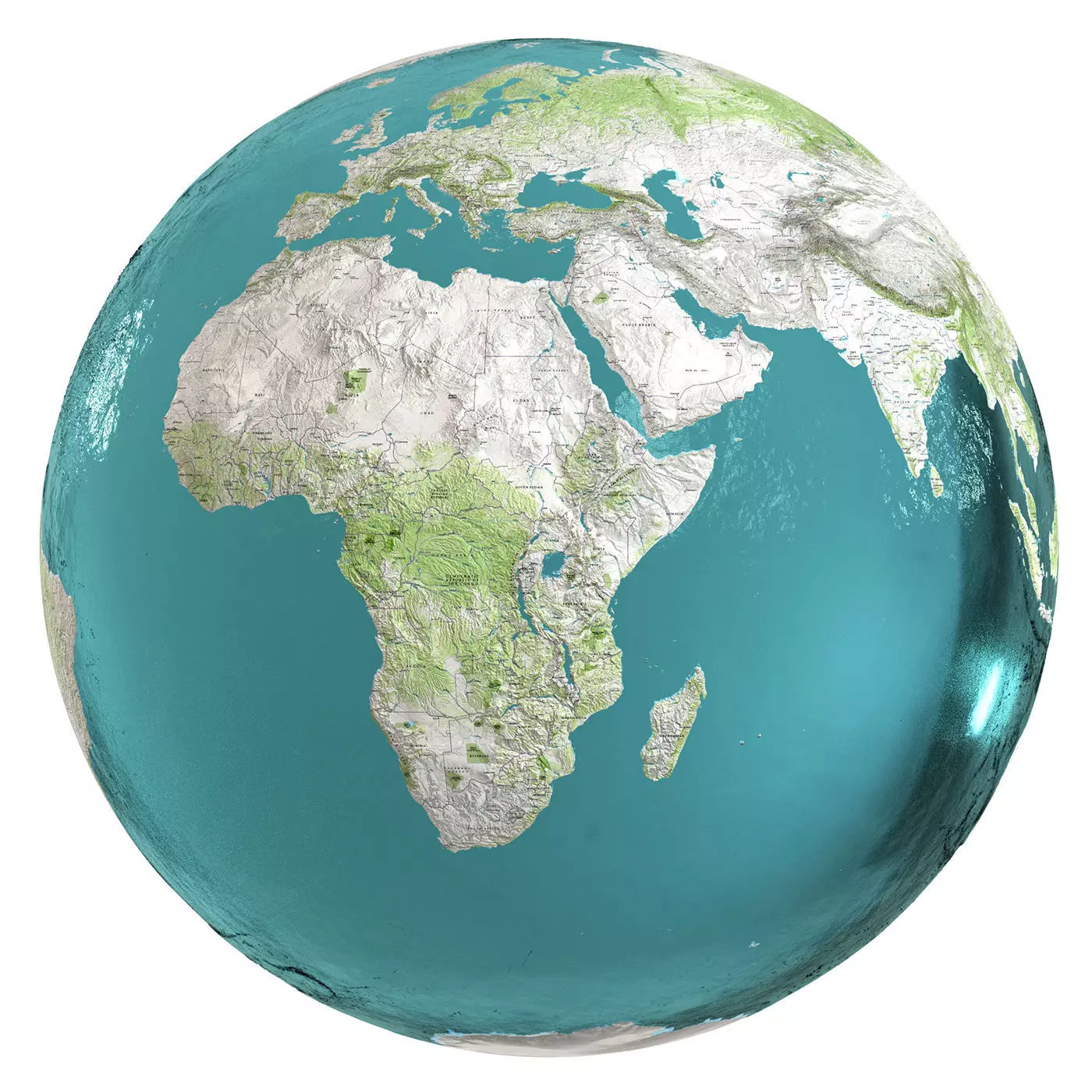 Earth Water 3D Globe Map   Low-poly 3D model_0