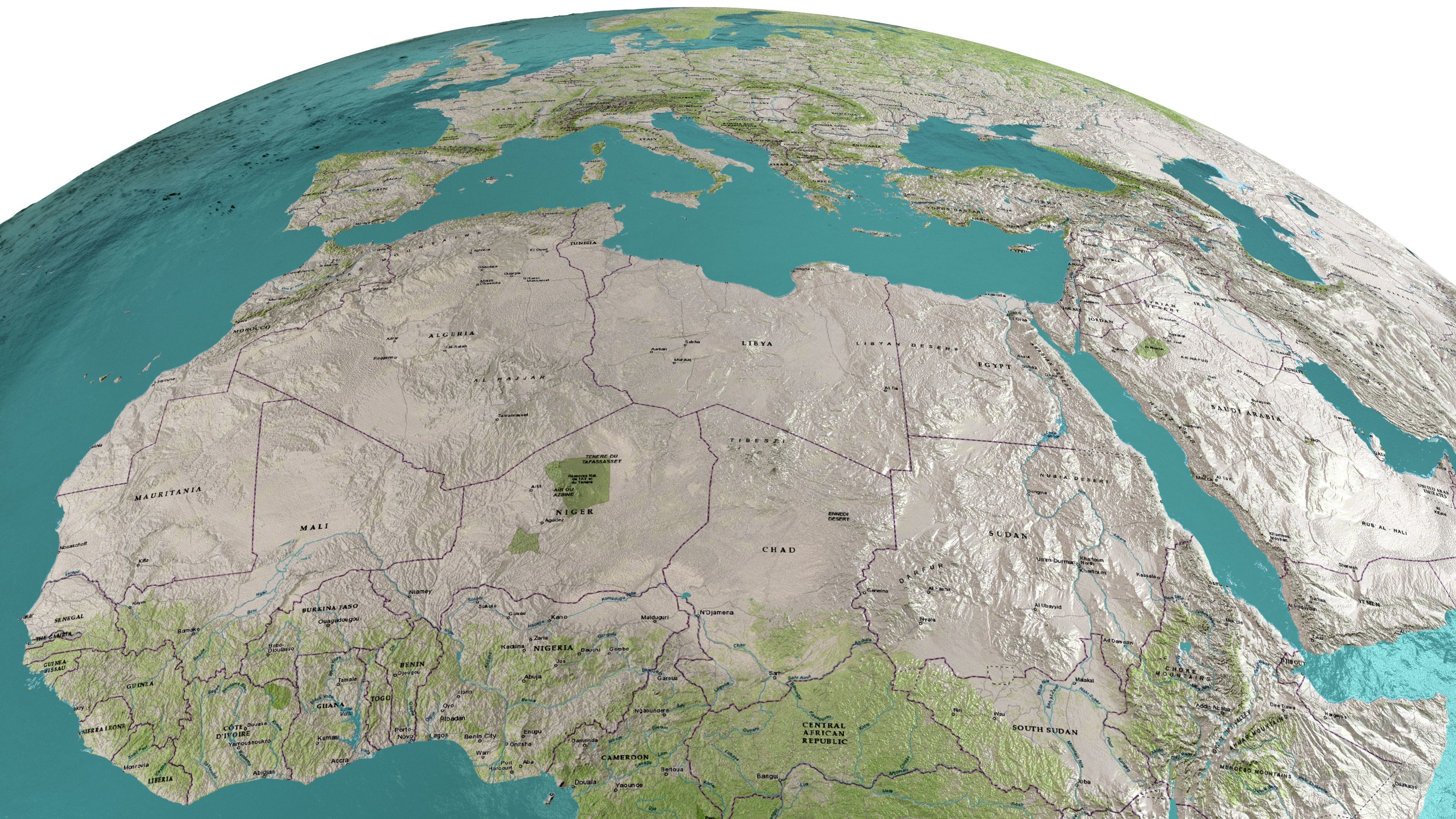Earth Water 3D Globe Map   Low-poly 3D model_2