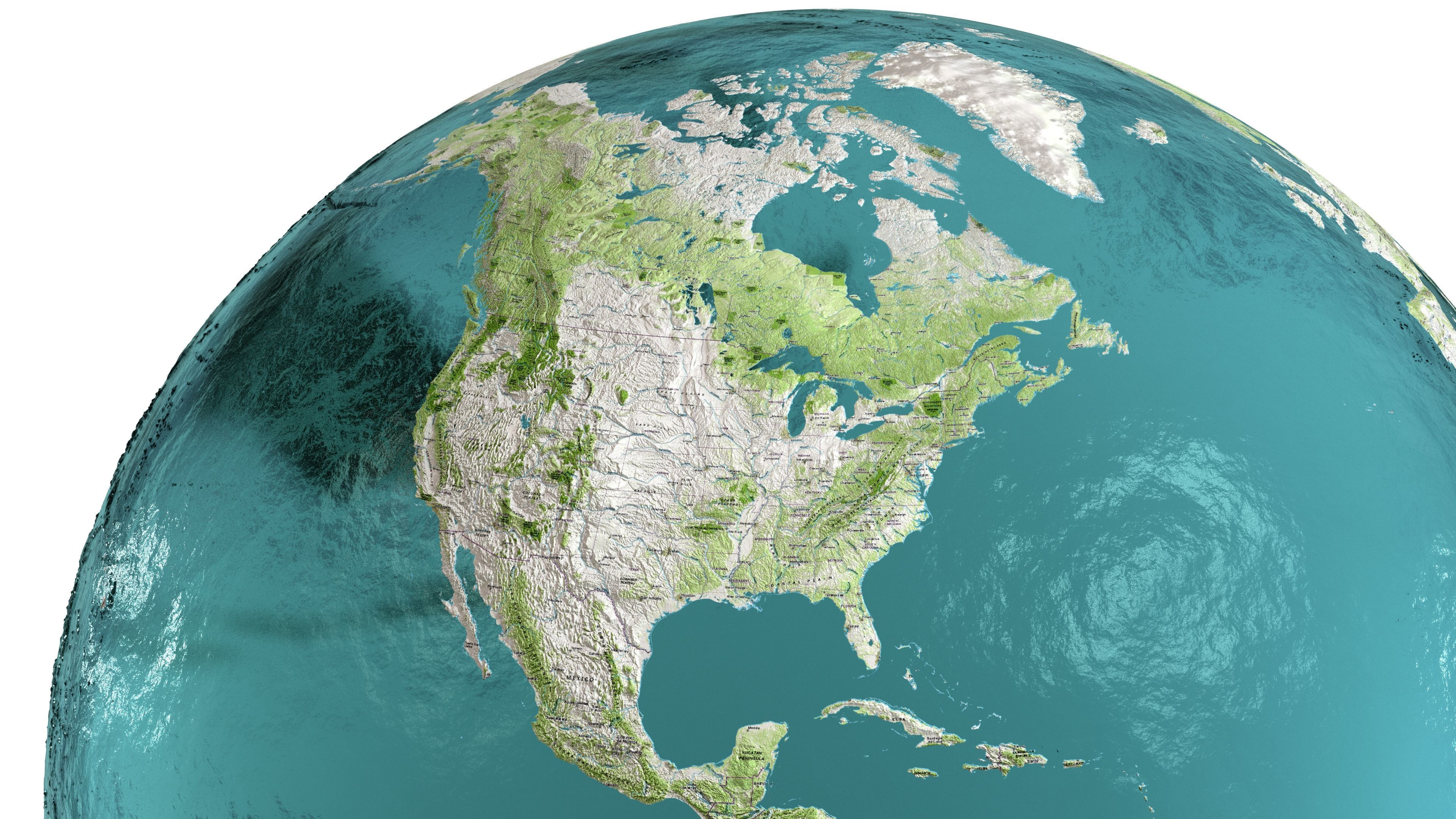 Earth Water 3D Globe Map   Low-poly 3D model_7