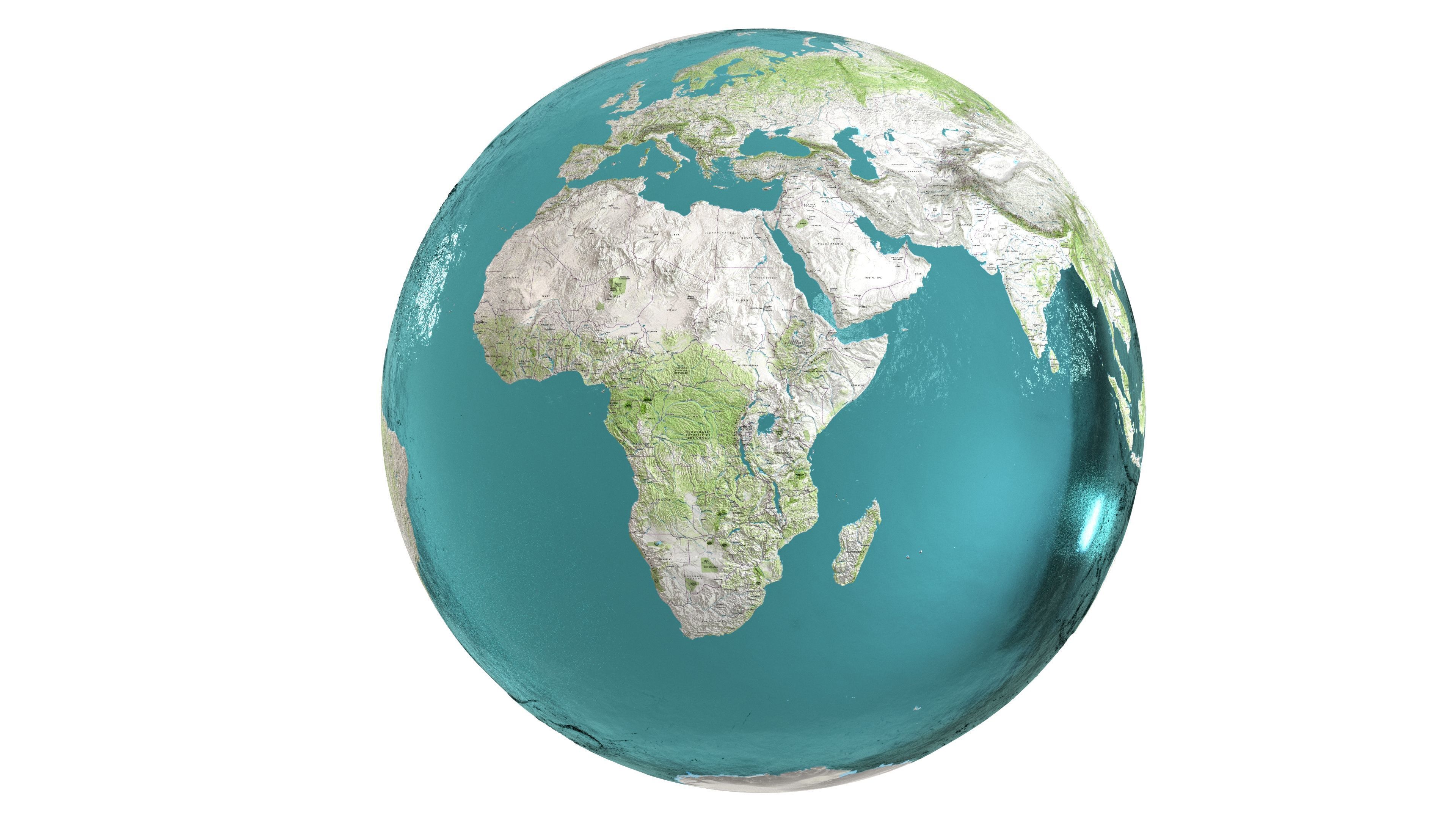 Earth Water 3D Globe Map   Low-poly 3D model_1
