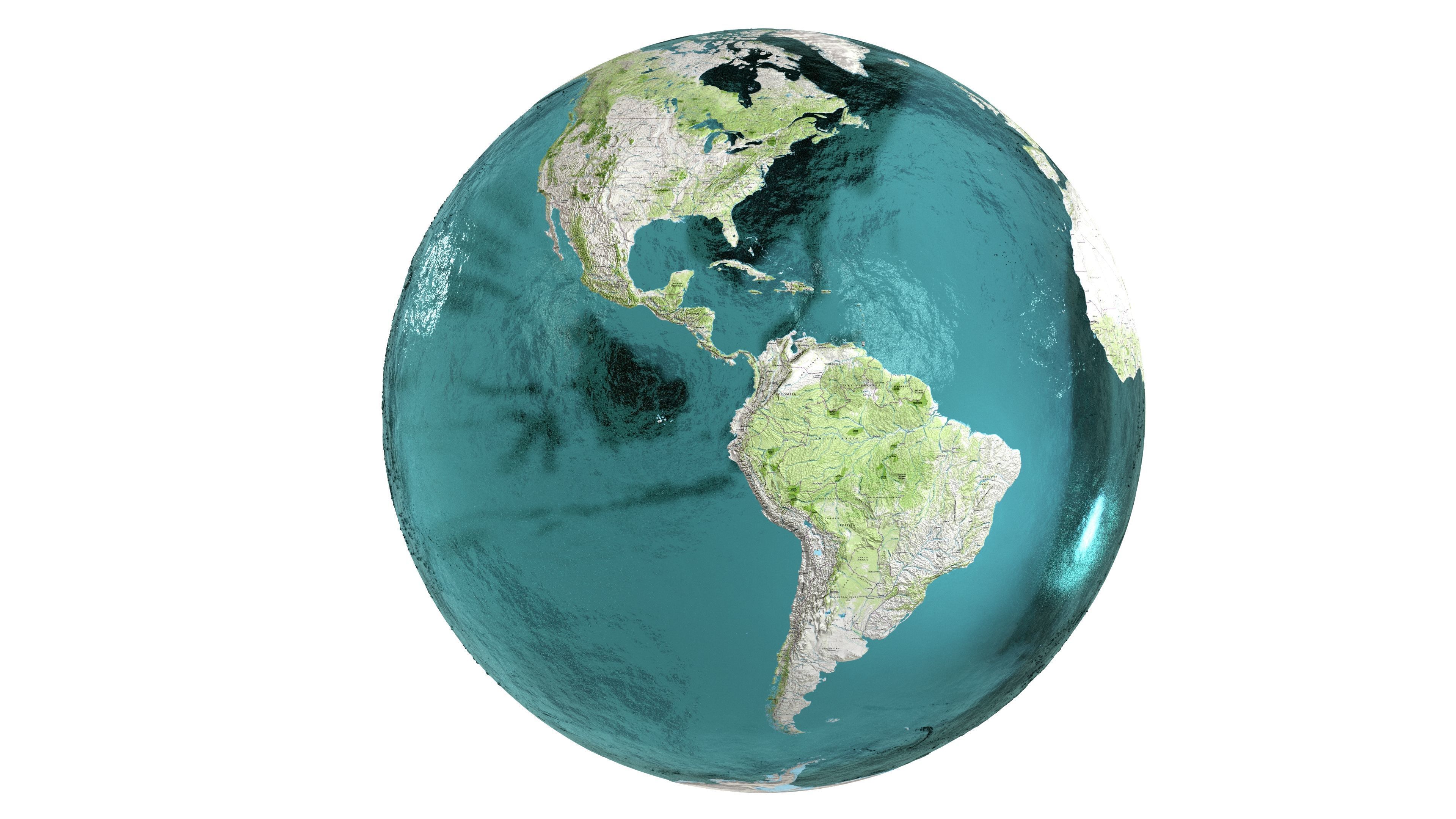 Earth Water 3D Globe Map   Low-poly 3D model_3