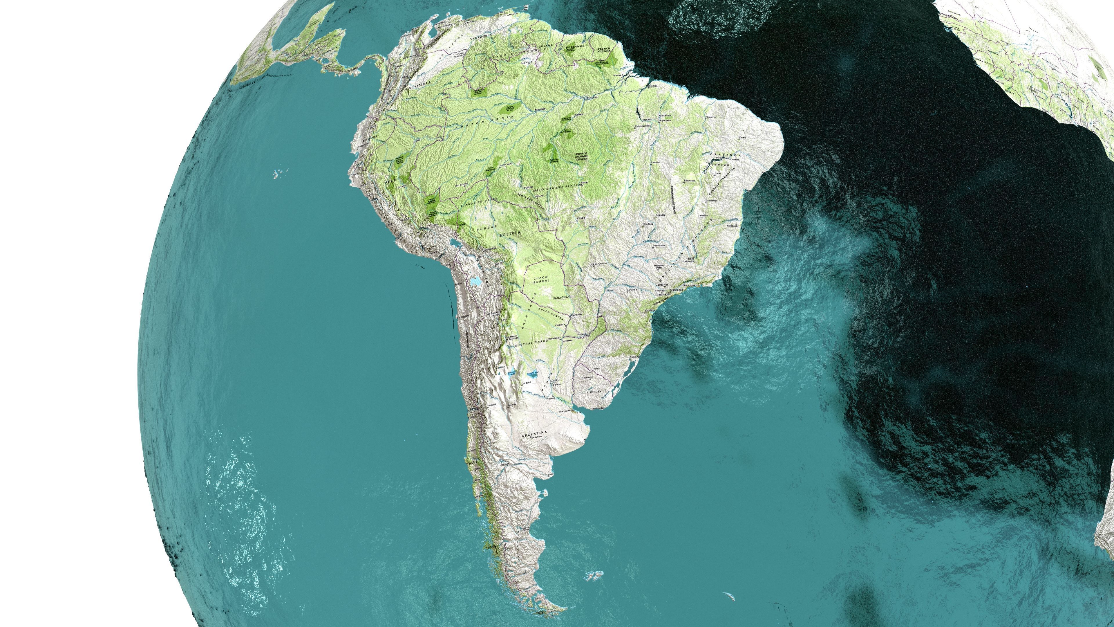 Earth Water 3D Globe Map   Low-poly 3D model_10