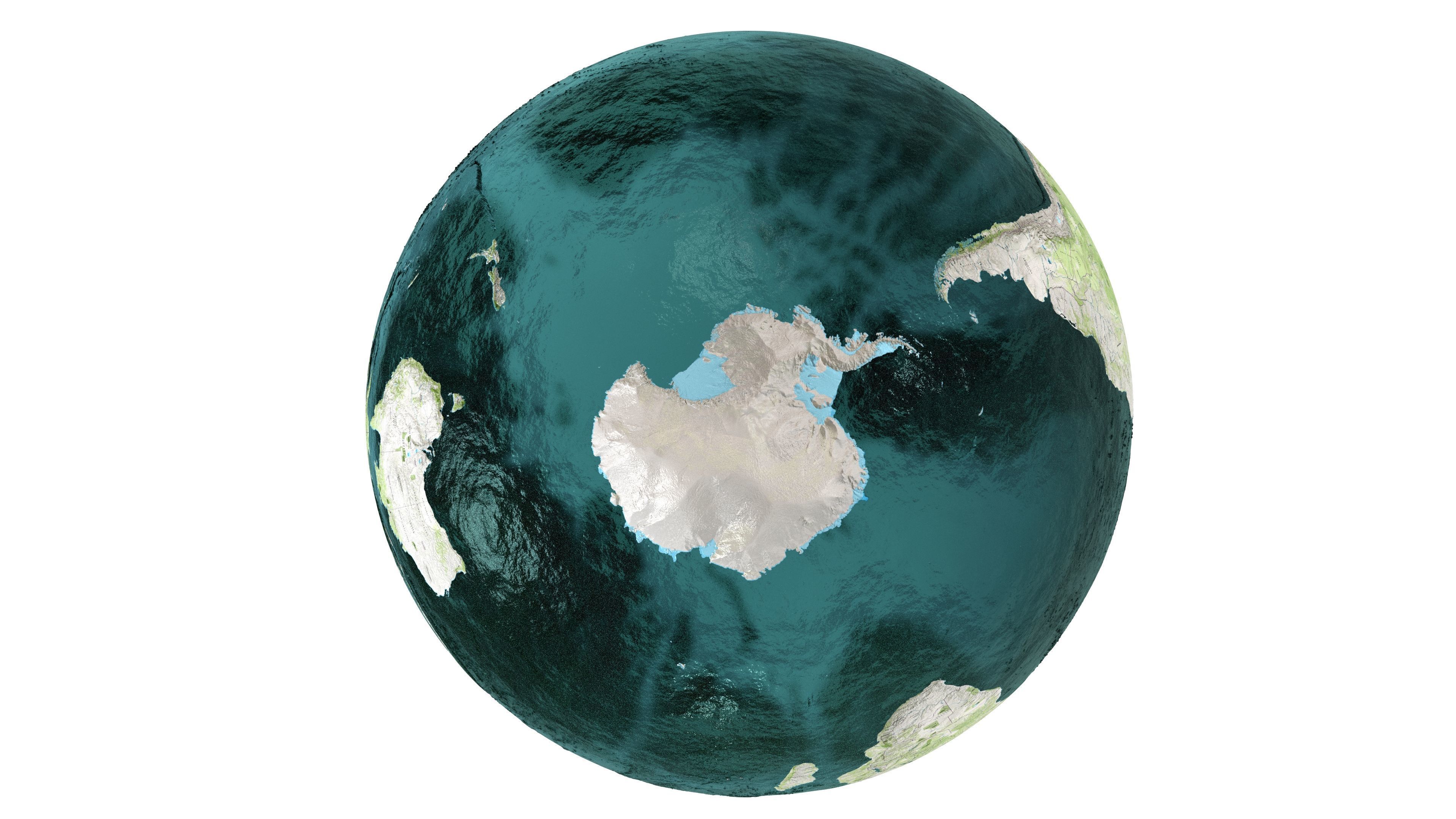 Earth Water 3D Globe Map   Low-poly 3D model_5