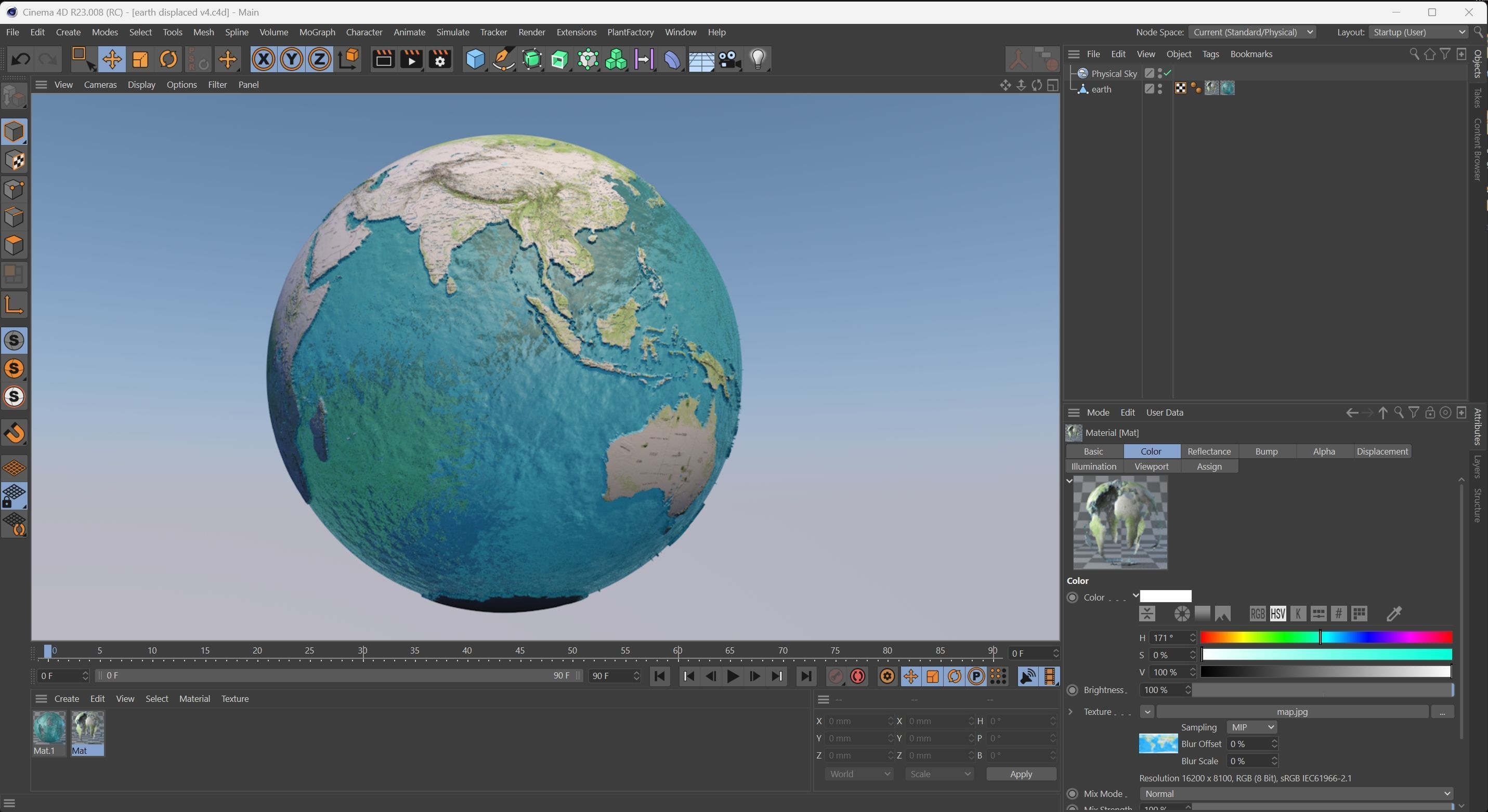 Earth Water 3D Globe Map   Low-poly 3D model_12