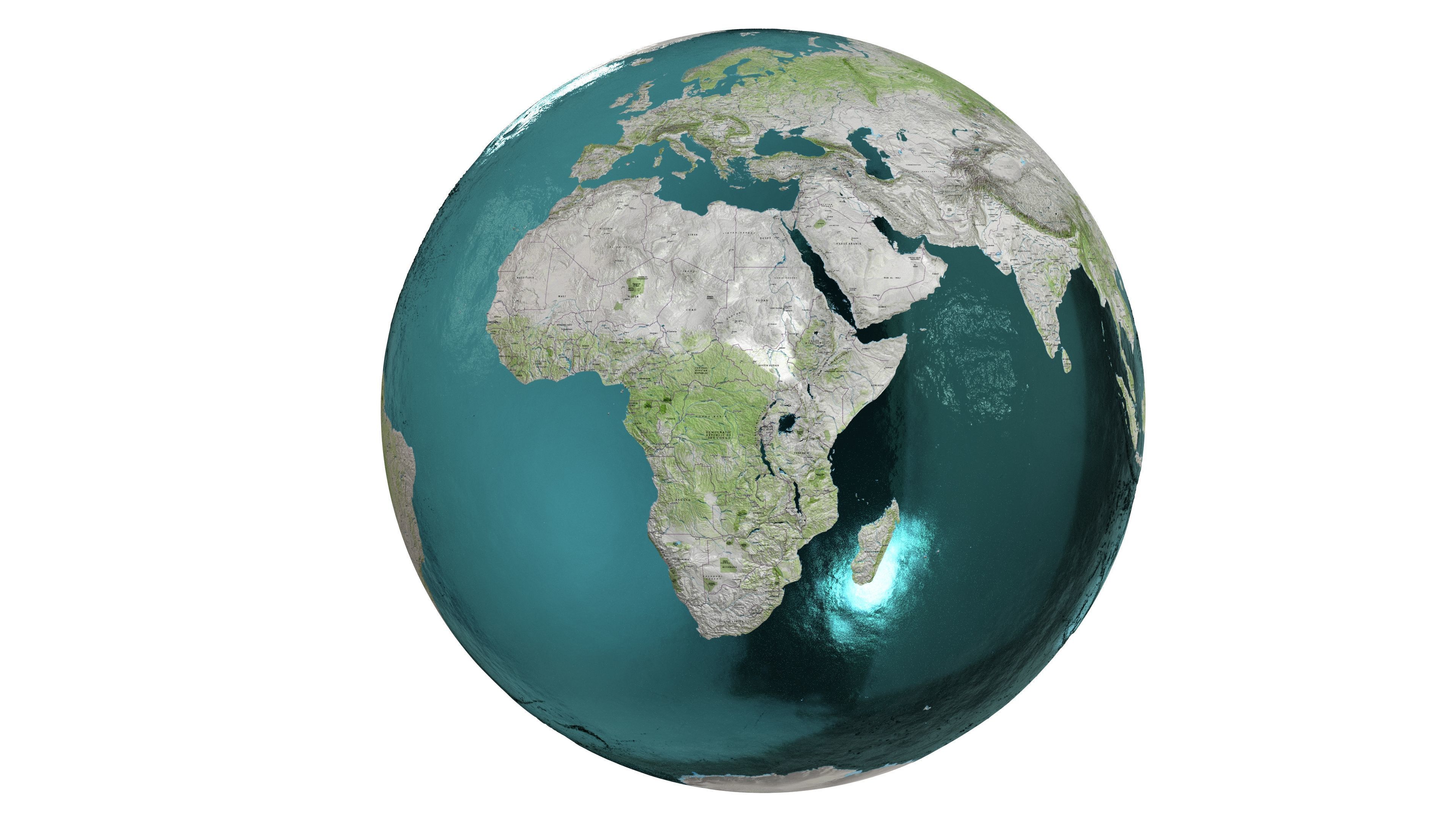 Earth Water 3D Globe Map   Low-poly 3D model_4