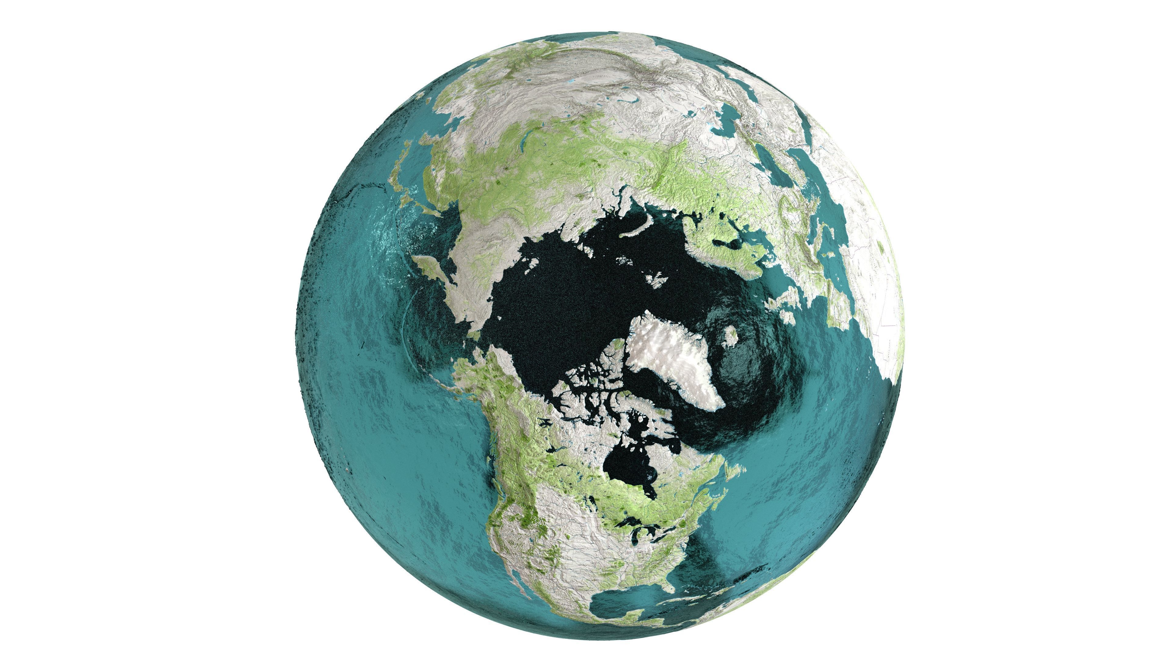 Earth Water 3D Globe Map   Low-poly 3D model_6