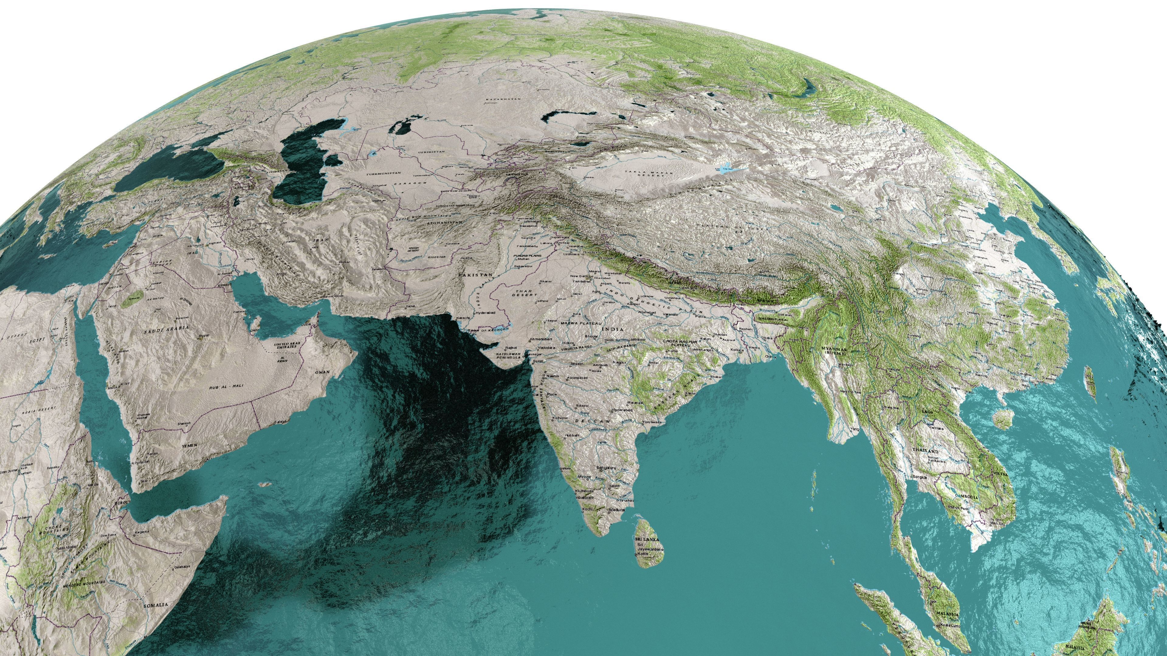 Earth Water 3D Globe Map   Low-poly 3D model_8
