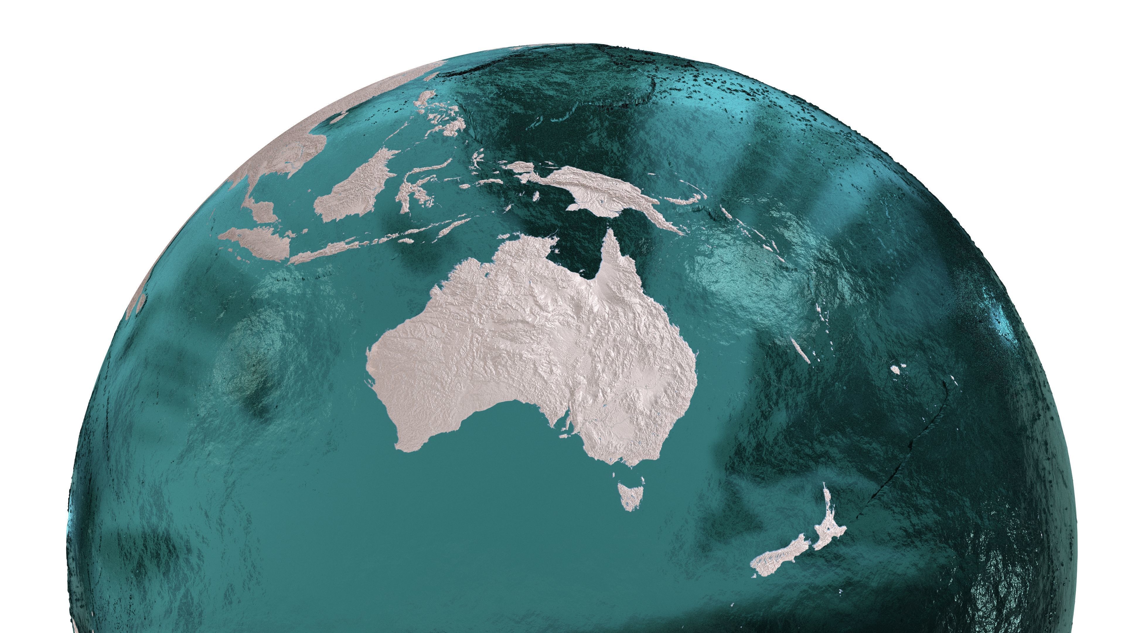 Earth Water 3D Globe Clay Shaded  Low-poly 3D model_2