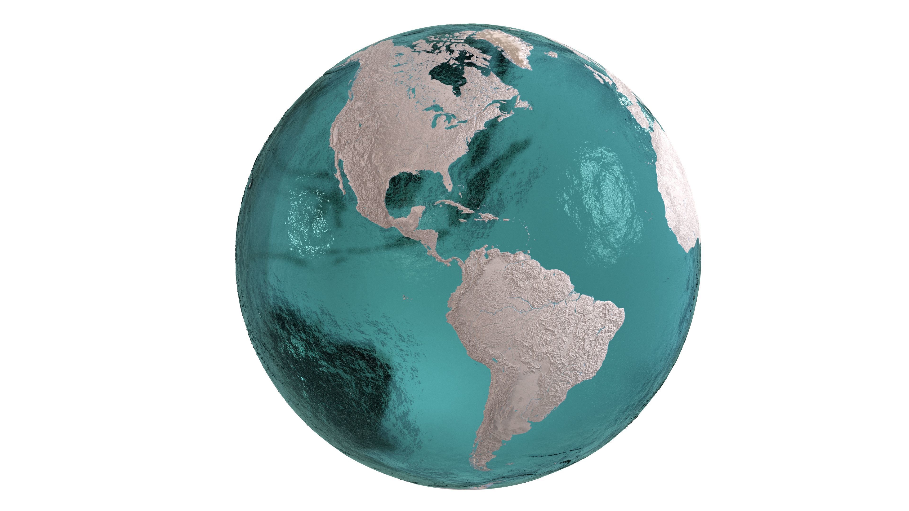 Earth Water 3D Globe Clay Shaded  Low-poly 3D model_4