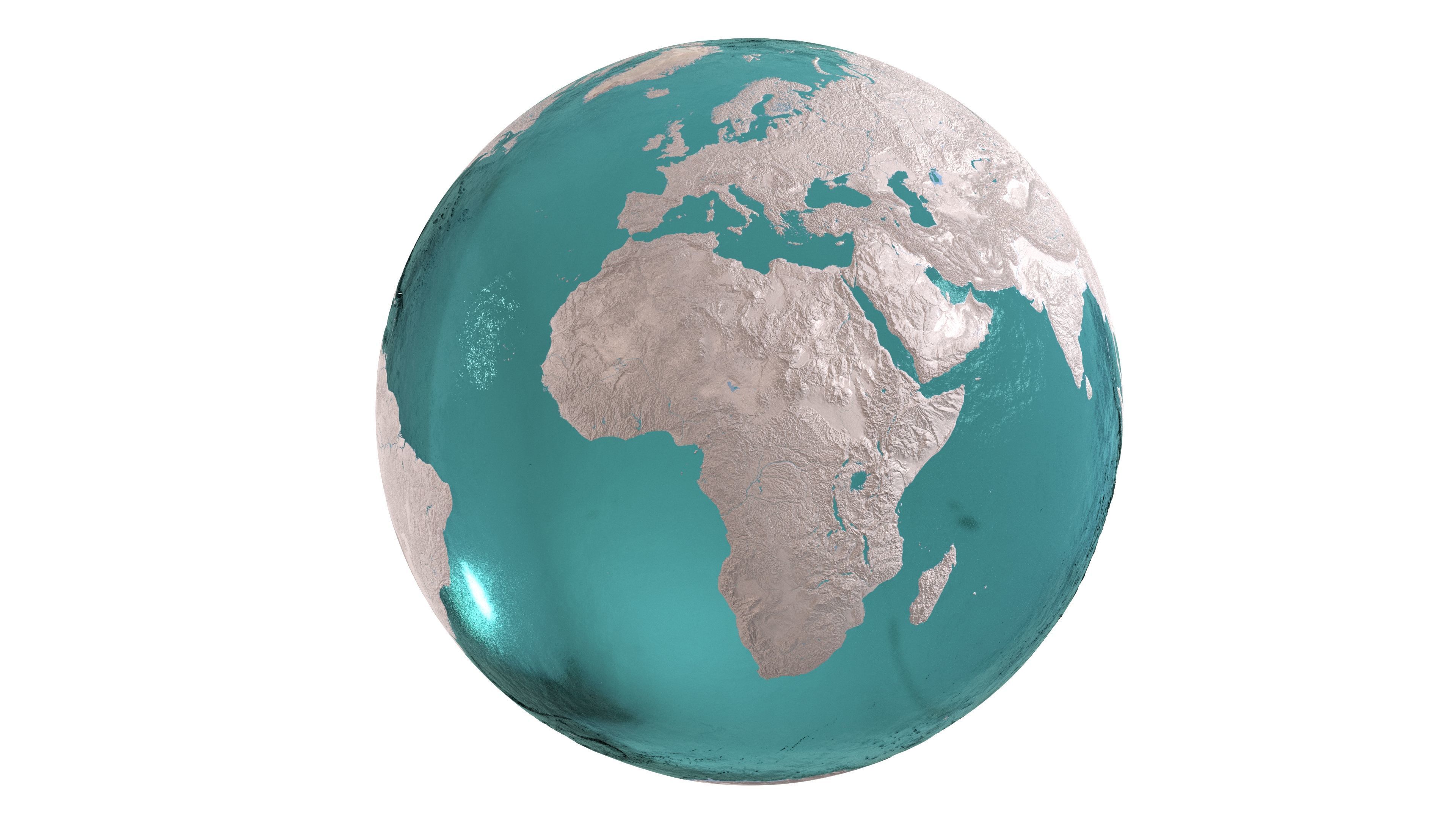 Earth Water 3D Globe Clay Shaded  Low-poly 3D model_3
