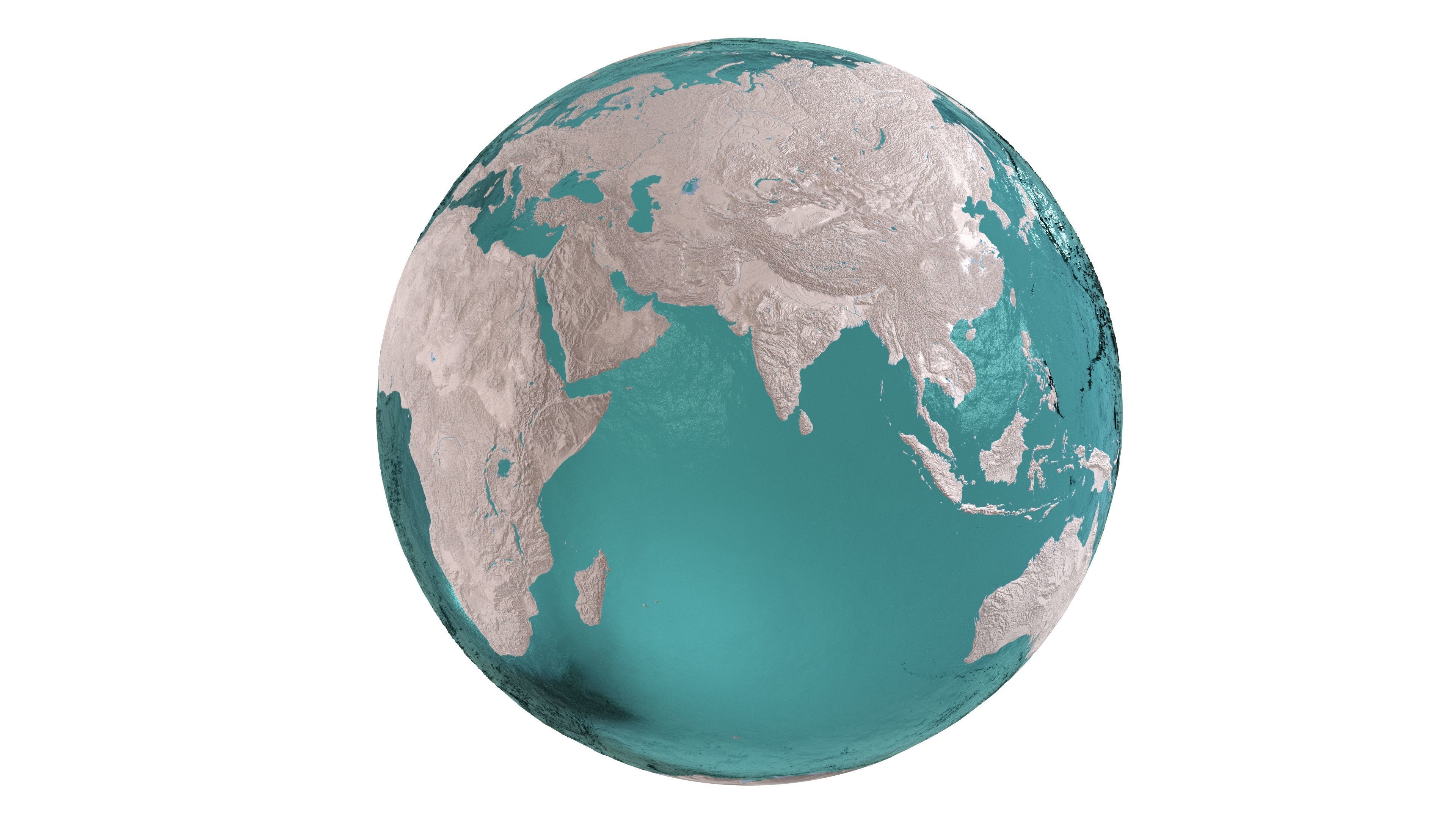 Earth Water 3D Globe Clay Shaded  Low-poly 3D model_1